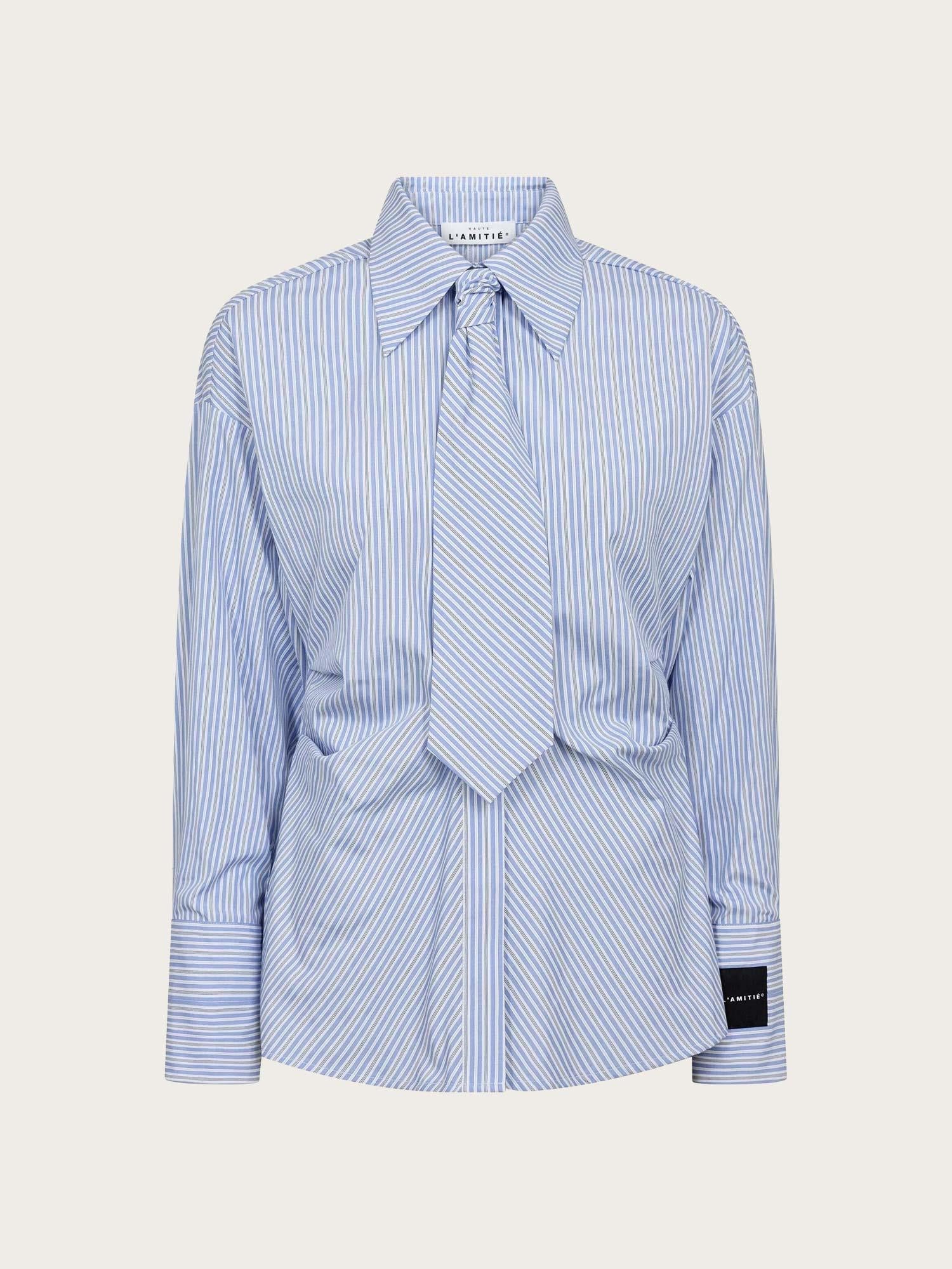 Emma Tie Stripe Shirt - Pale Blue