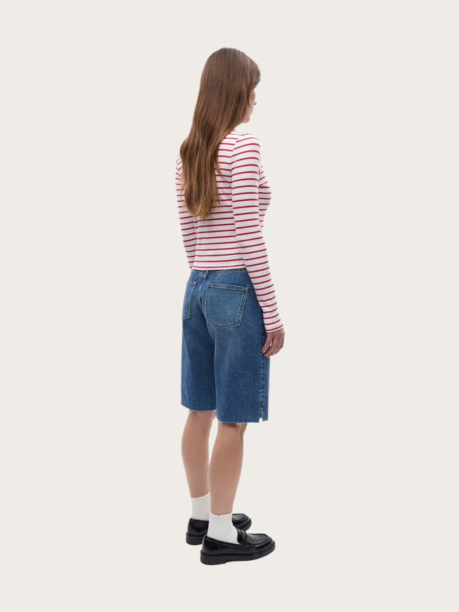Enally LS O-N Cardigan ST - Salsa White Stripe
