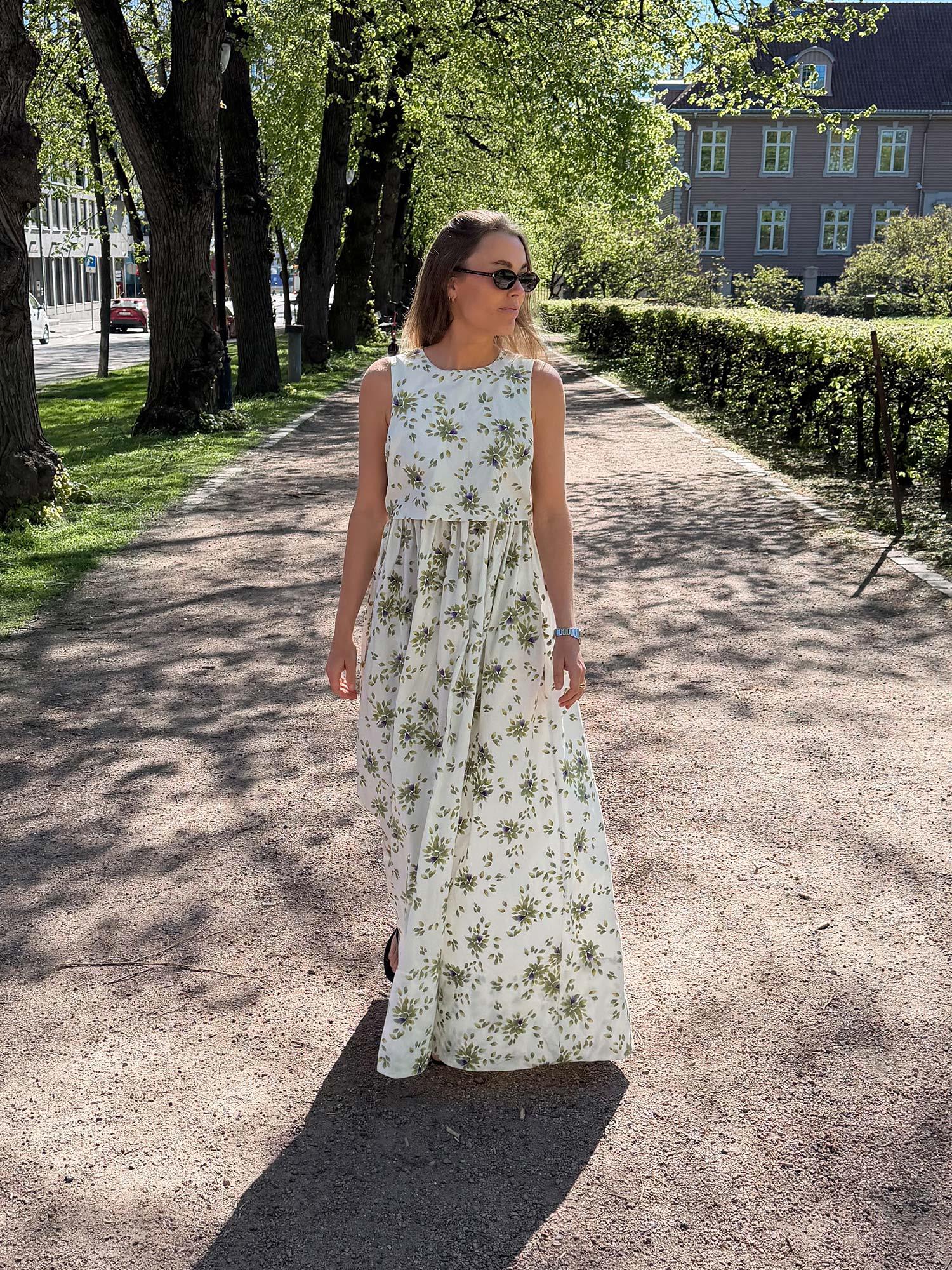 Cotton Taffeta Maxi Dress - Petals