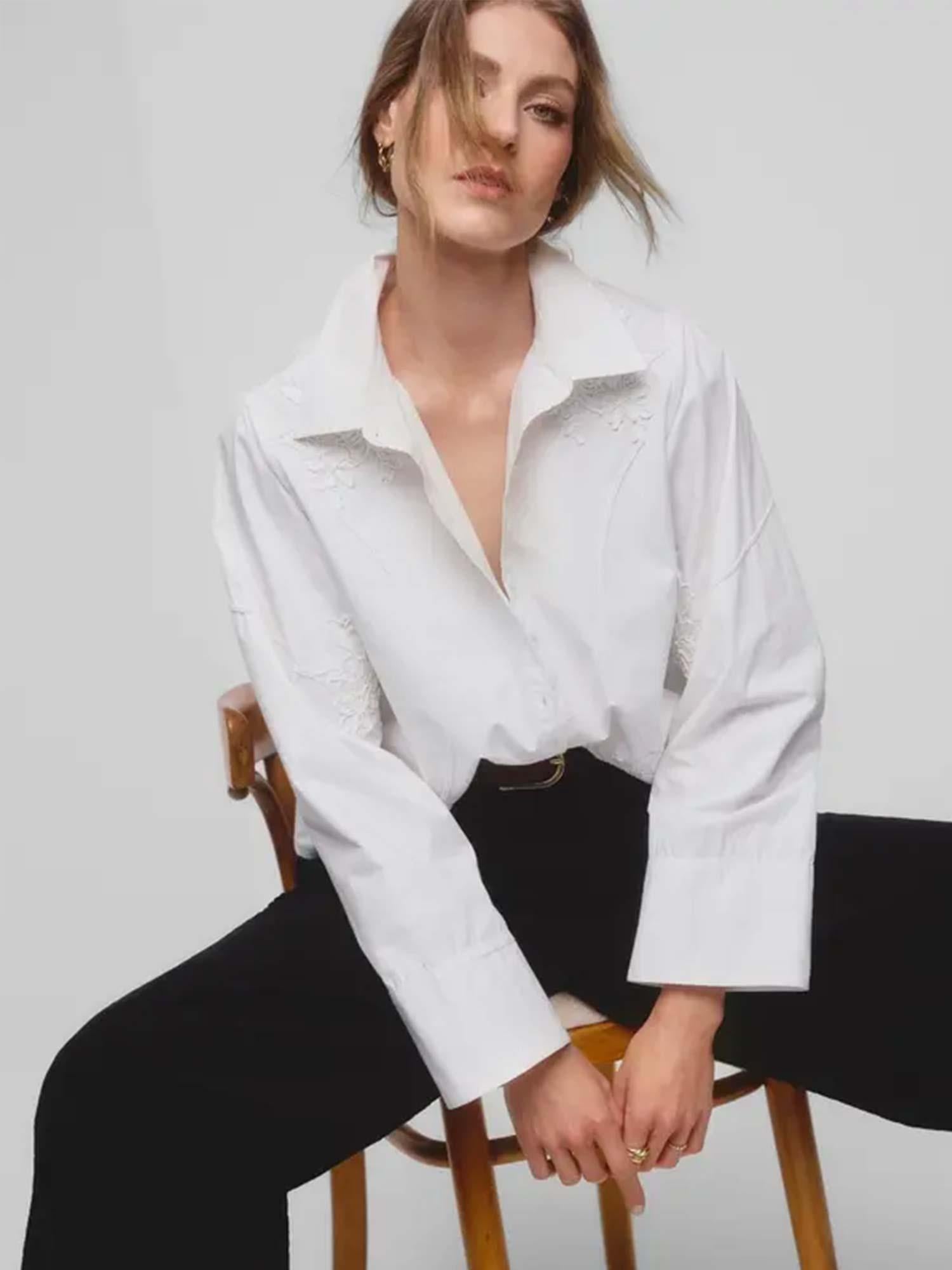 Embroidery Poplin Shirt - White