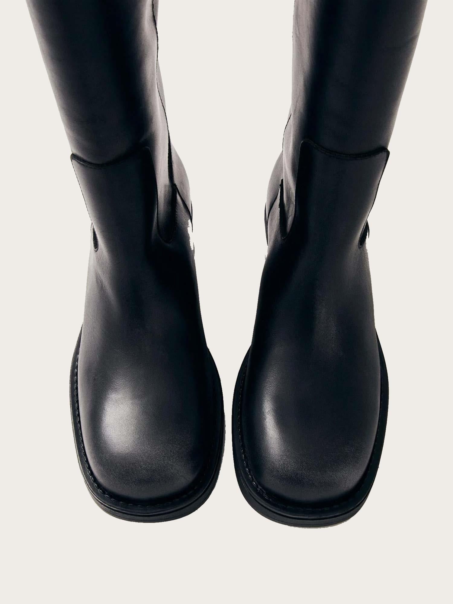 Sajan Black Leather Boots