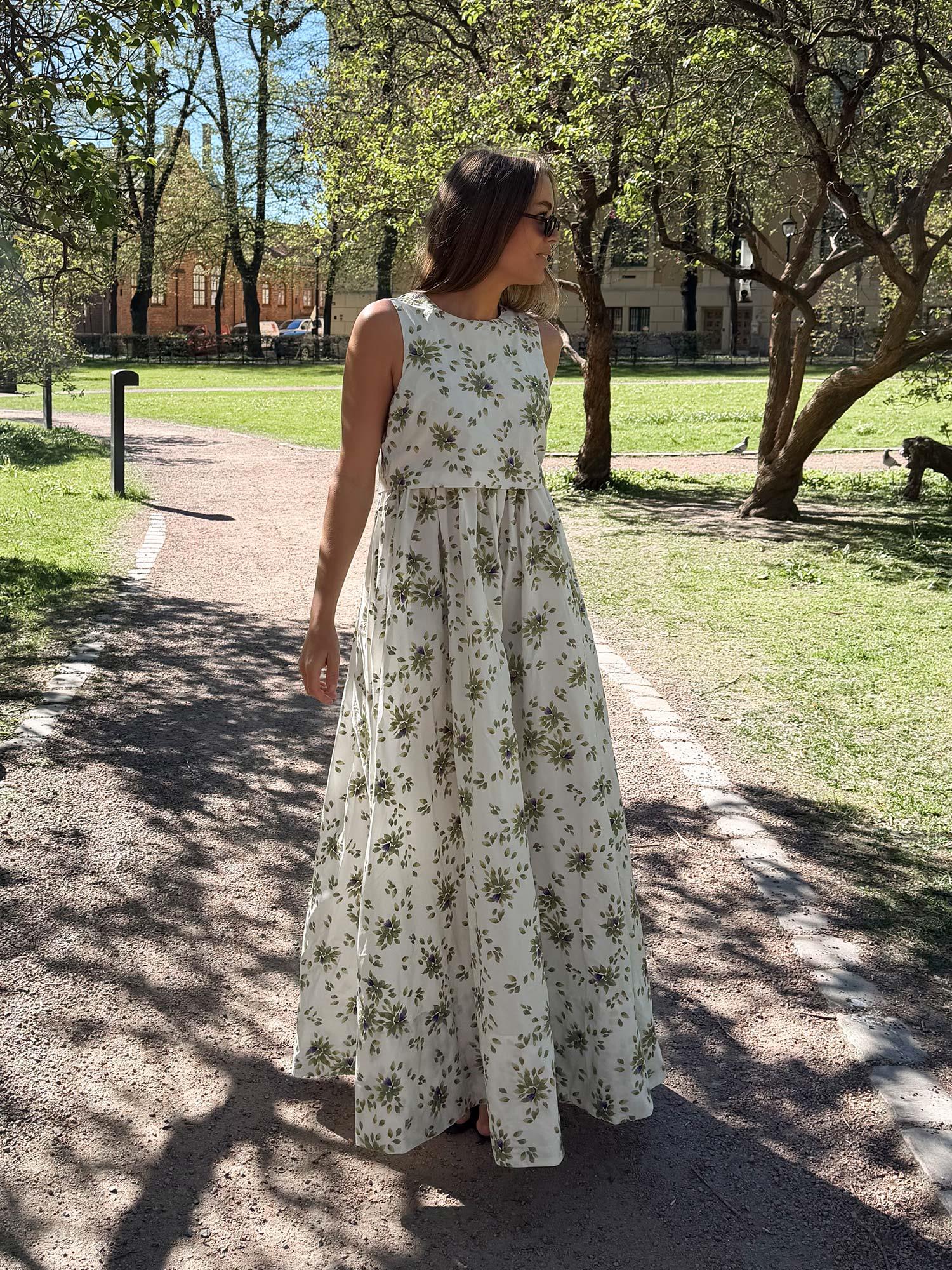 Cotton Taffeta Maxi Dress - Petals