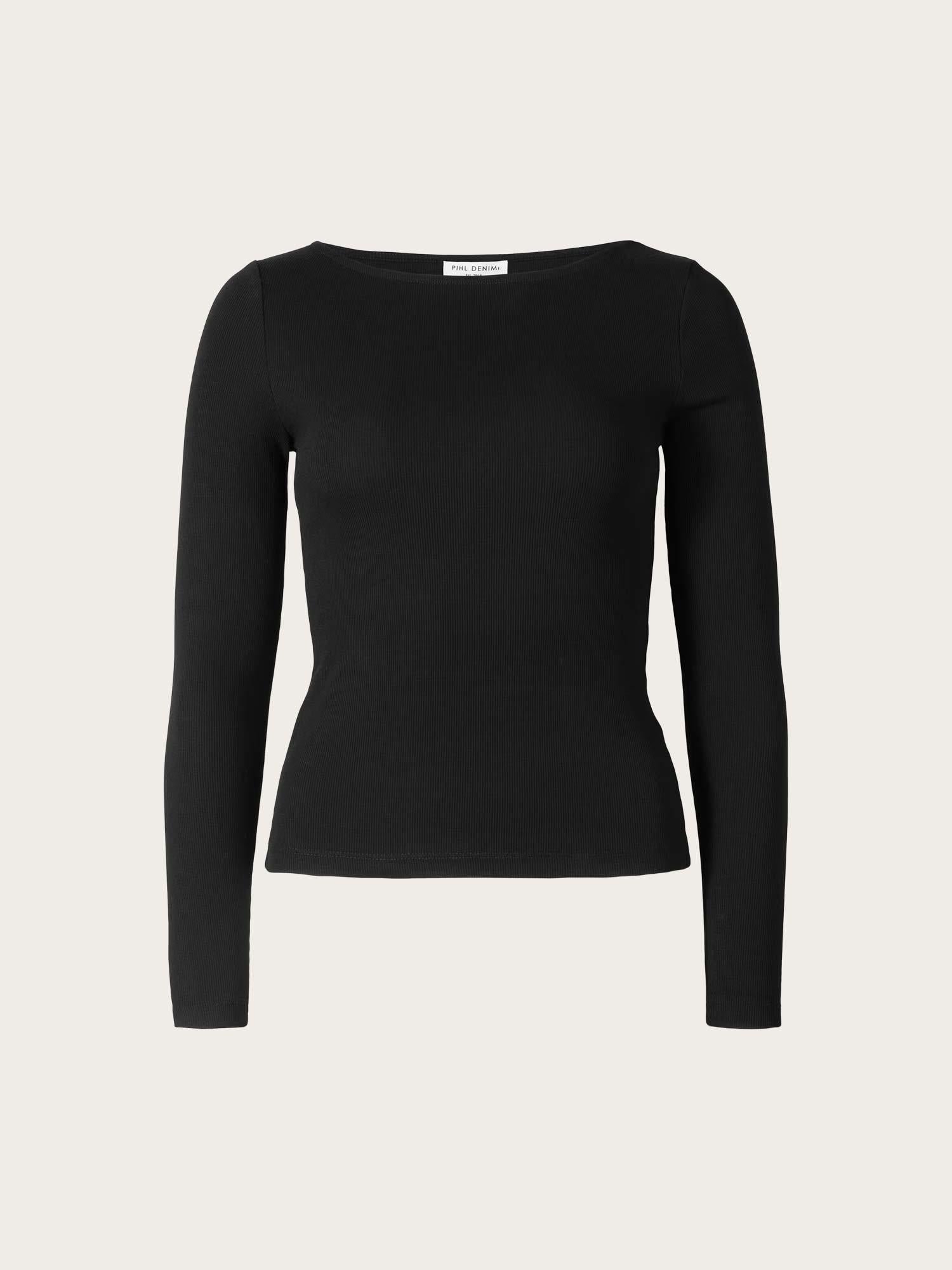 Petronella Rib Boatneck - Black
