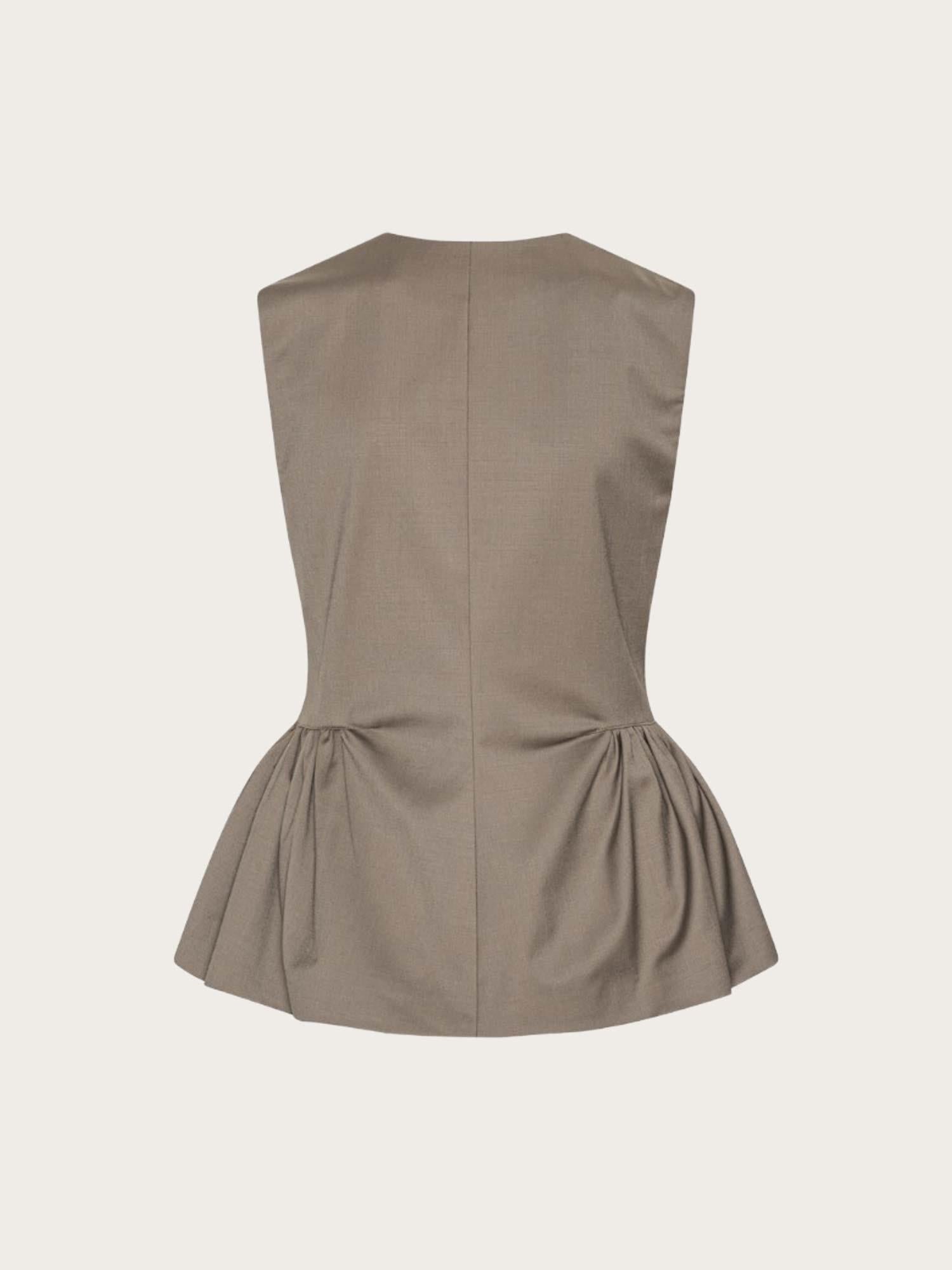 Peplum Waistcoat - Driftwood