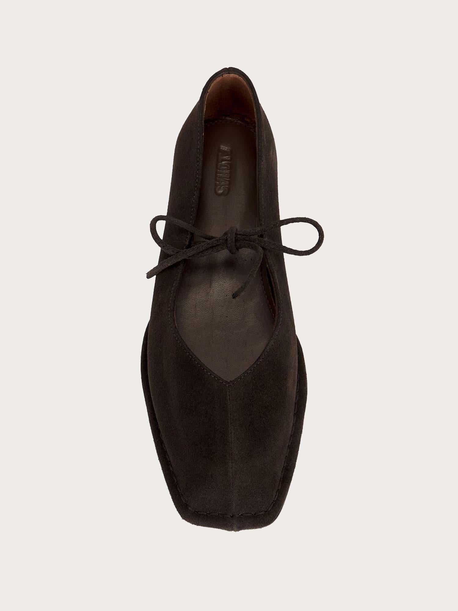 Sway Suede Coffee Brown Leather Ballet Flats