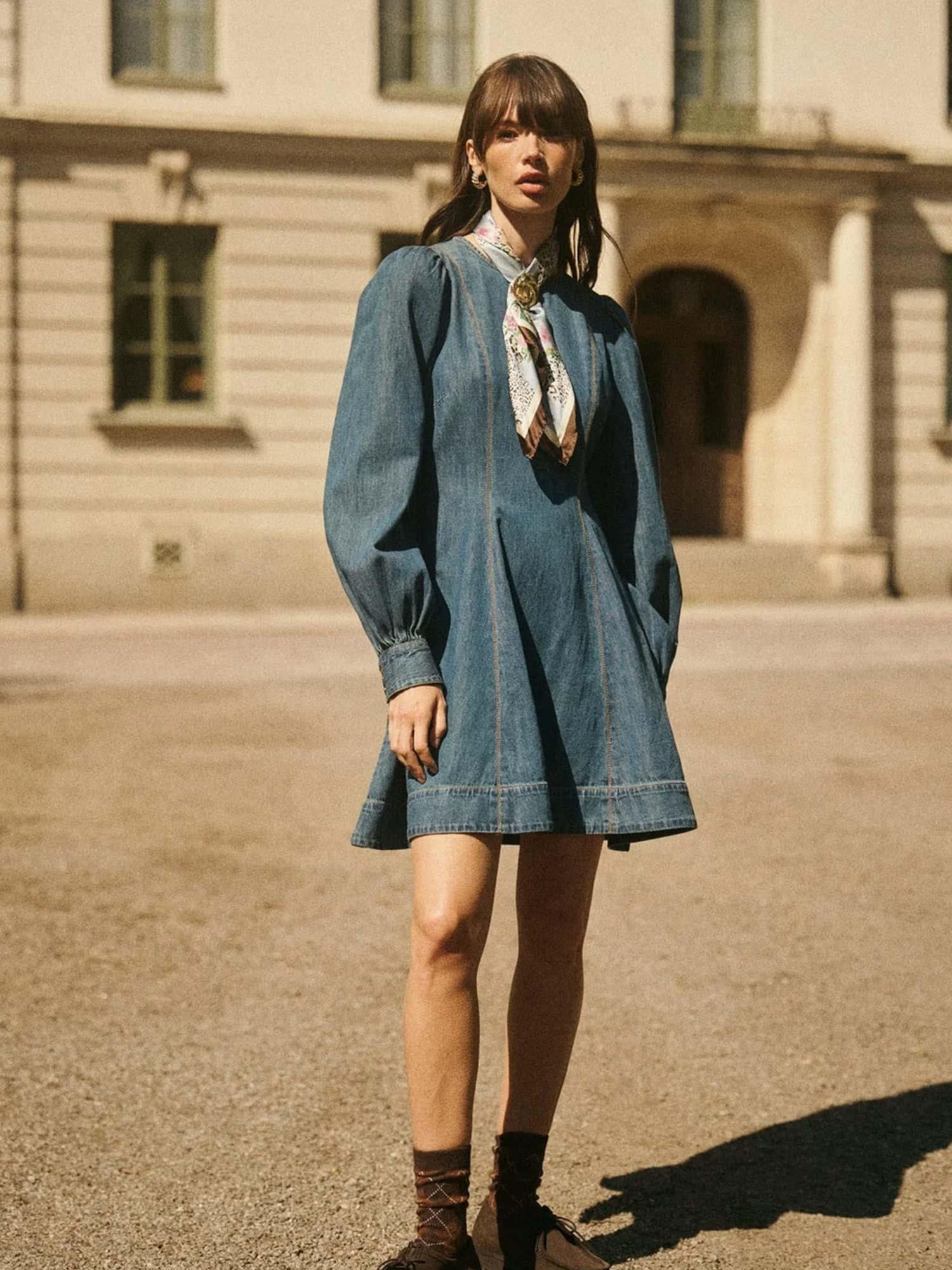 Denim Fitted Dress - French Blue