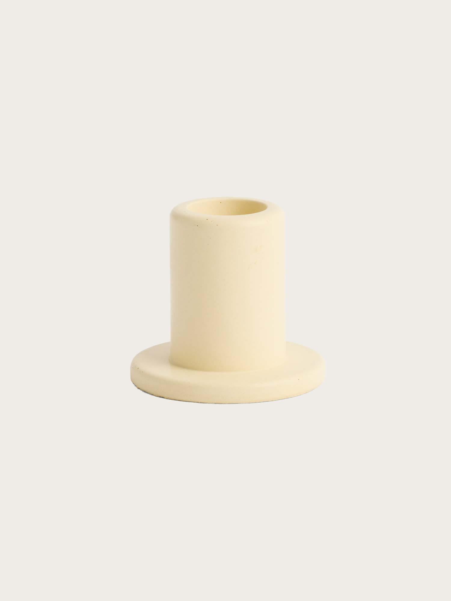 Tube Candleholder Concrete-Small - Lime Yellow