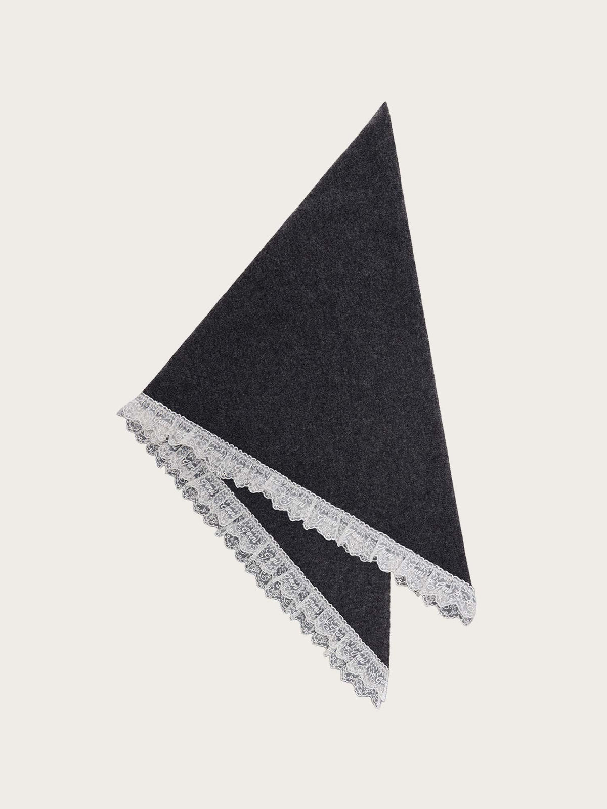 Wool Lace Triangular Scarf - Phantom
