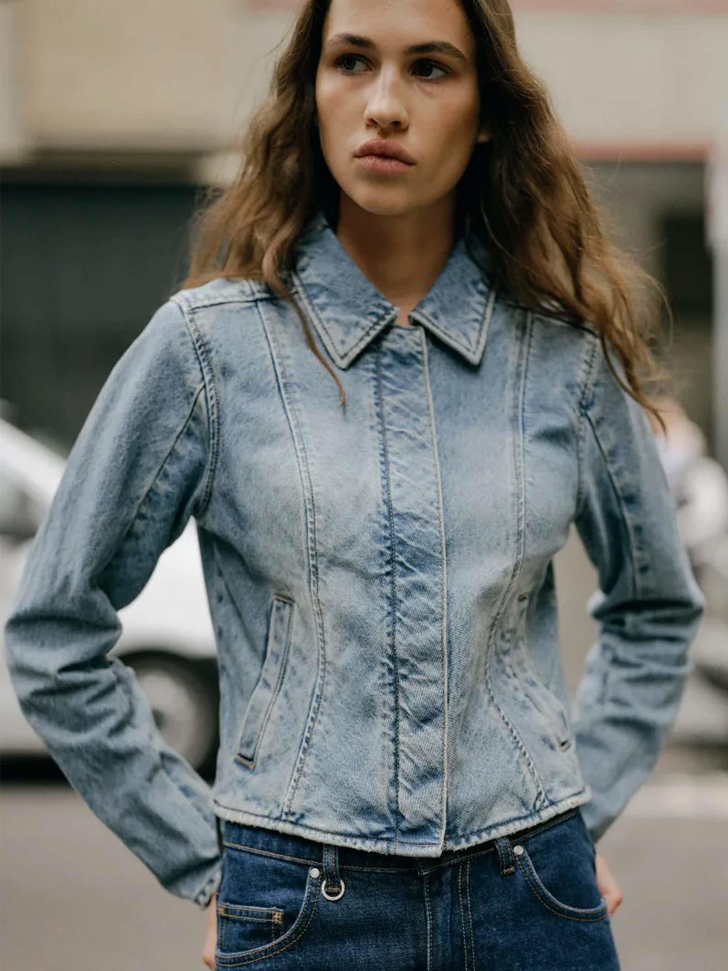 Bias Cut Denim Jacket