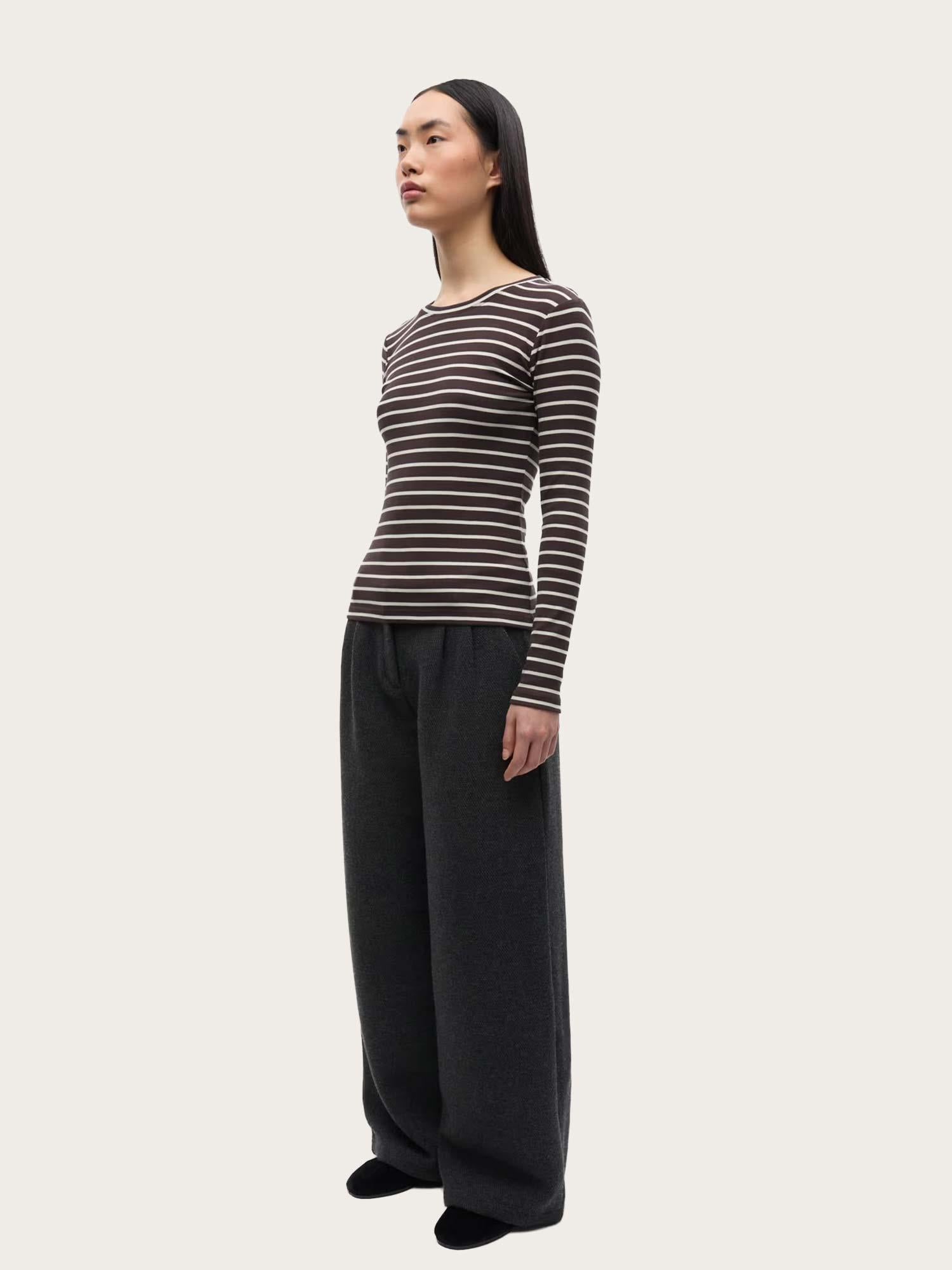 Enally LS O-N Tee St - Moonstruck/Chocolate