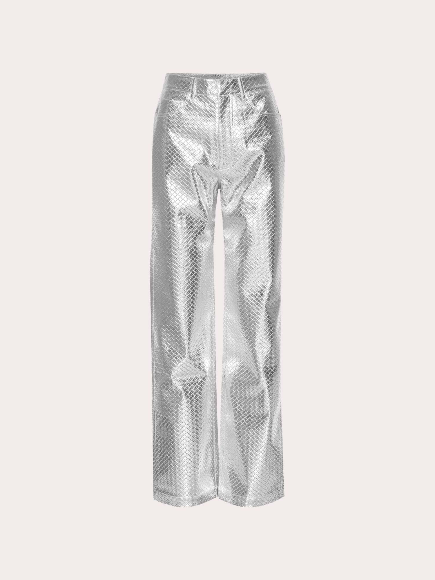 Braided Straight Pants - Silver