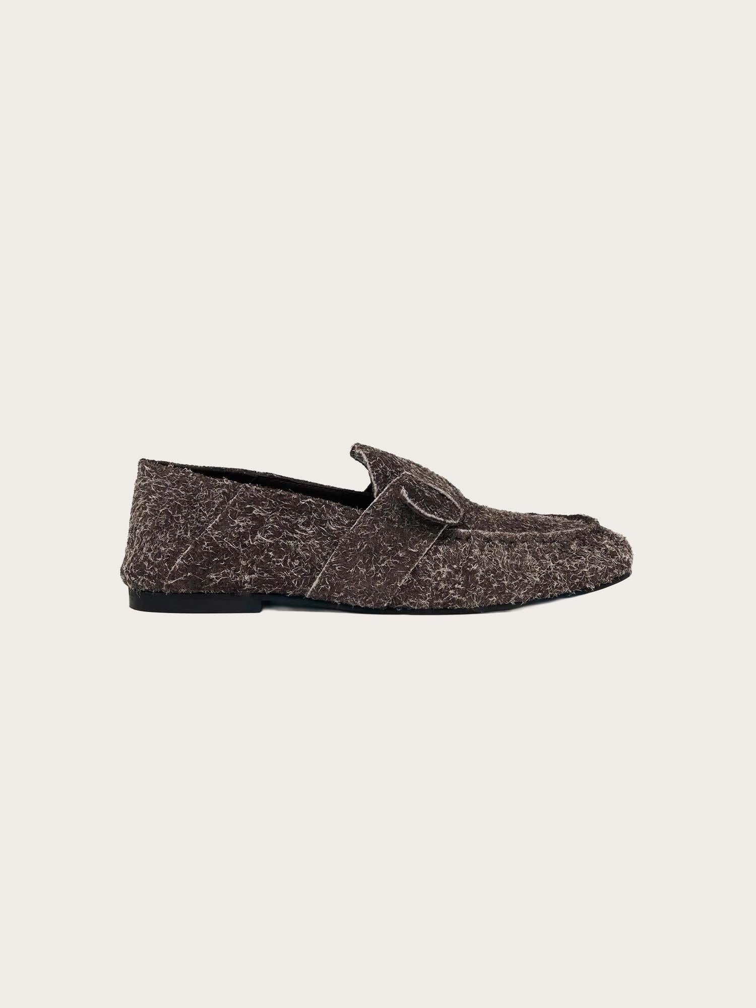 Aeryn Suede Fuzzy Brown Leather