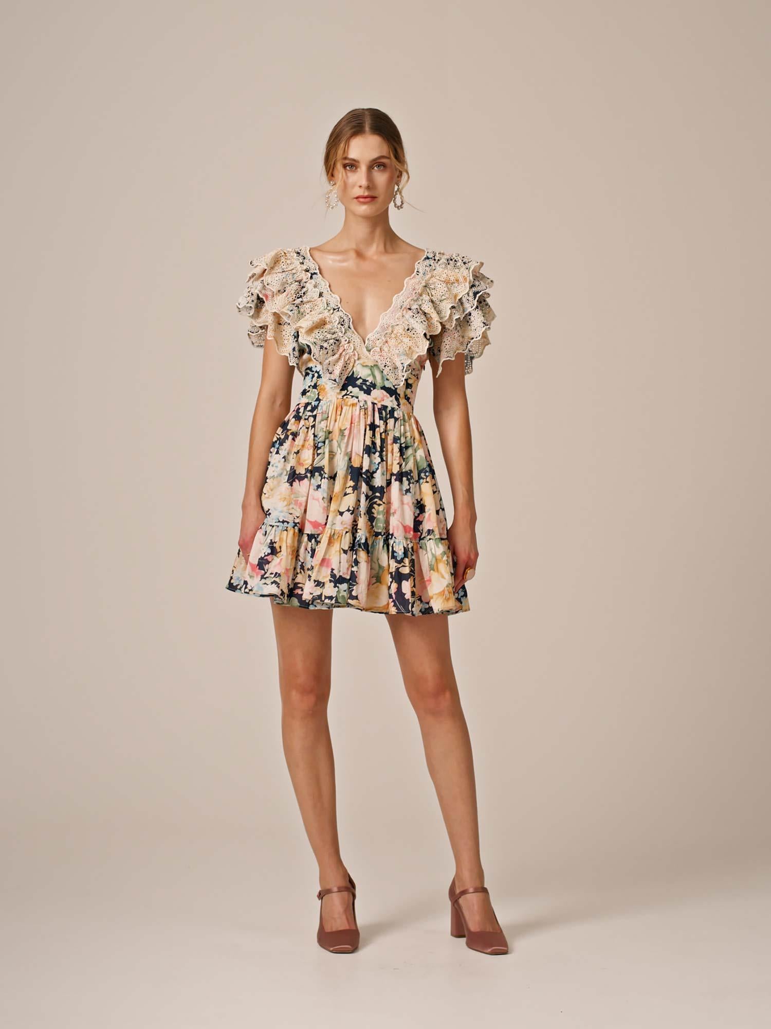 Cotton Slub Frilly Dress - Botanic