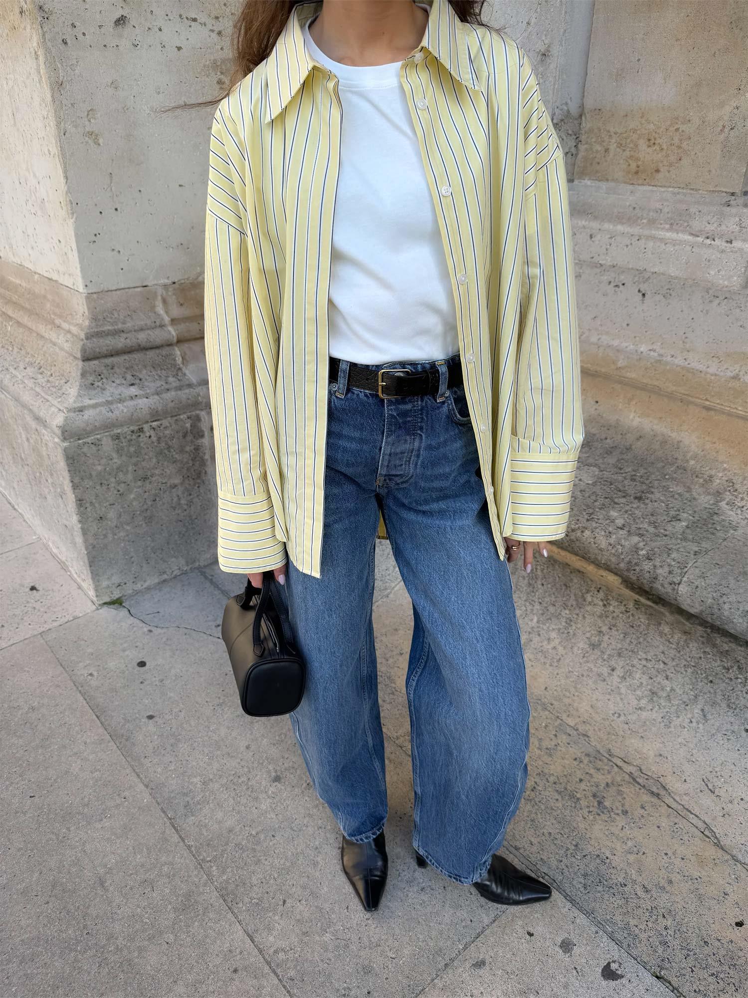 Nell Shirt - Light Yellow Stripe