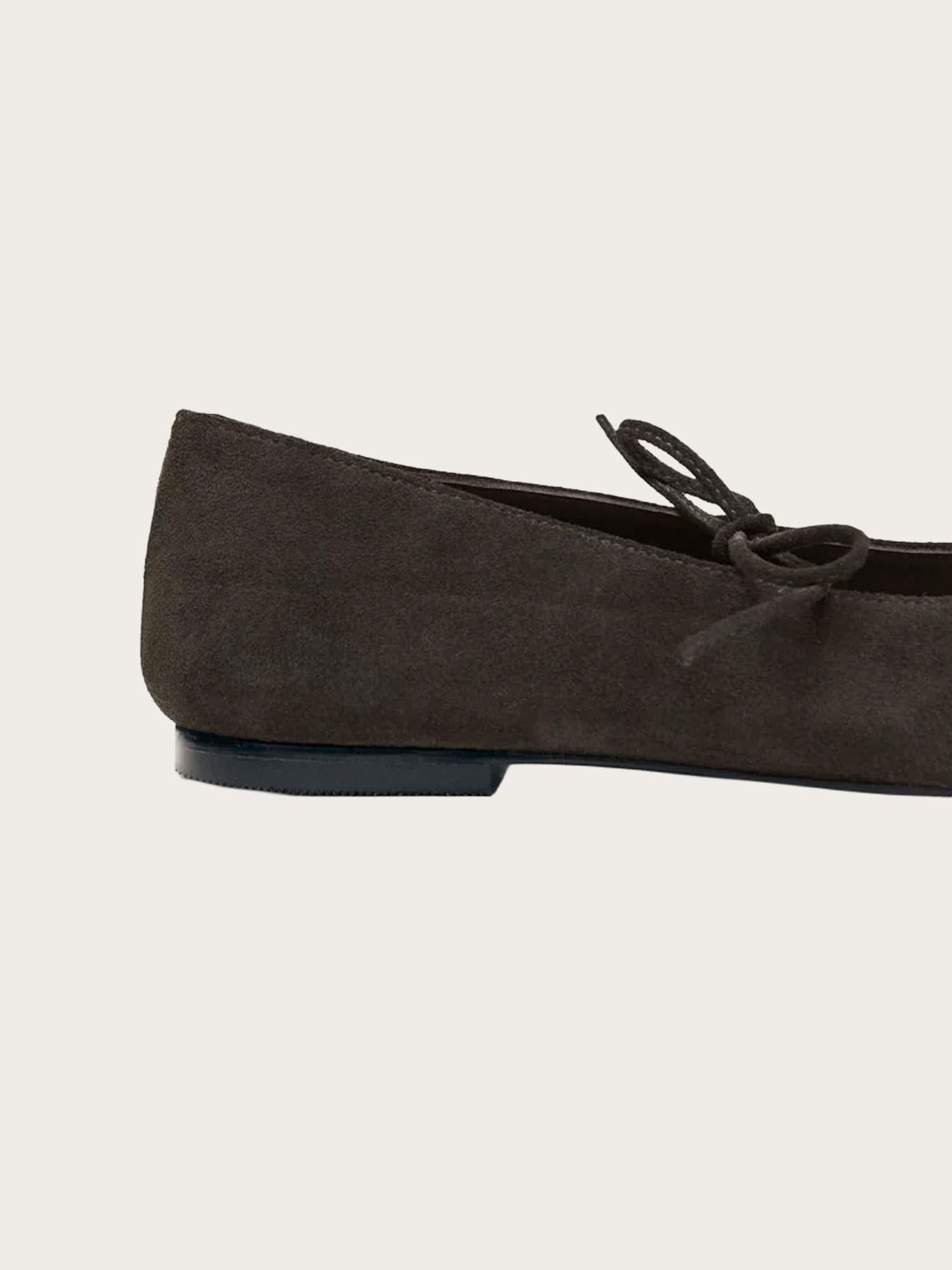 Sway Suede Coffee Brown Leather Ballet Flats