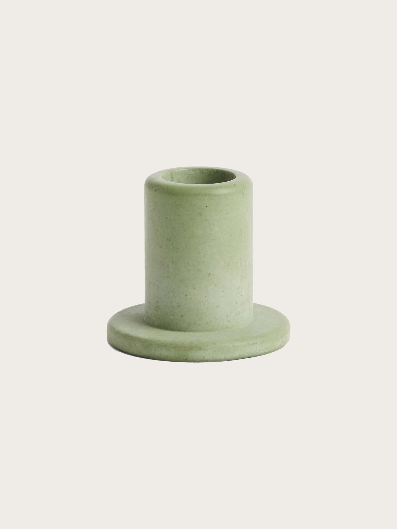 Tube Candleholder Concrete-Small - Dusty Green