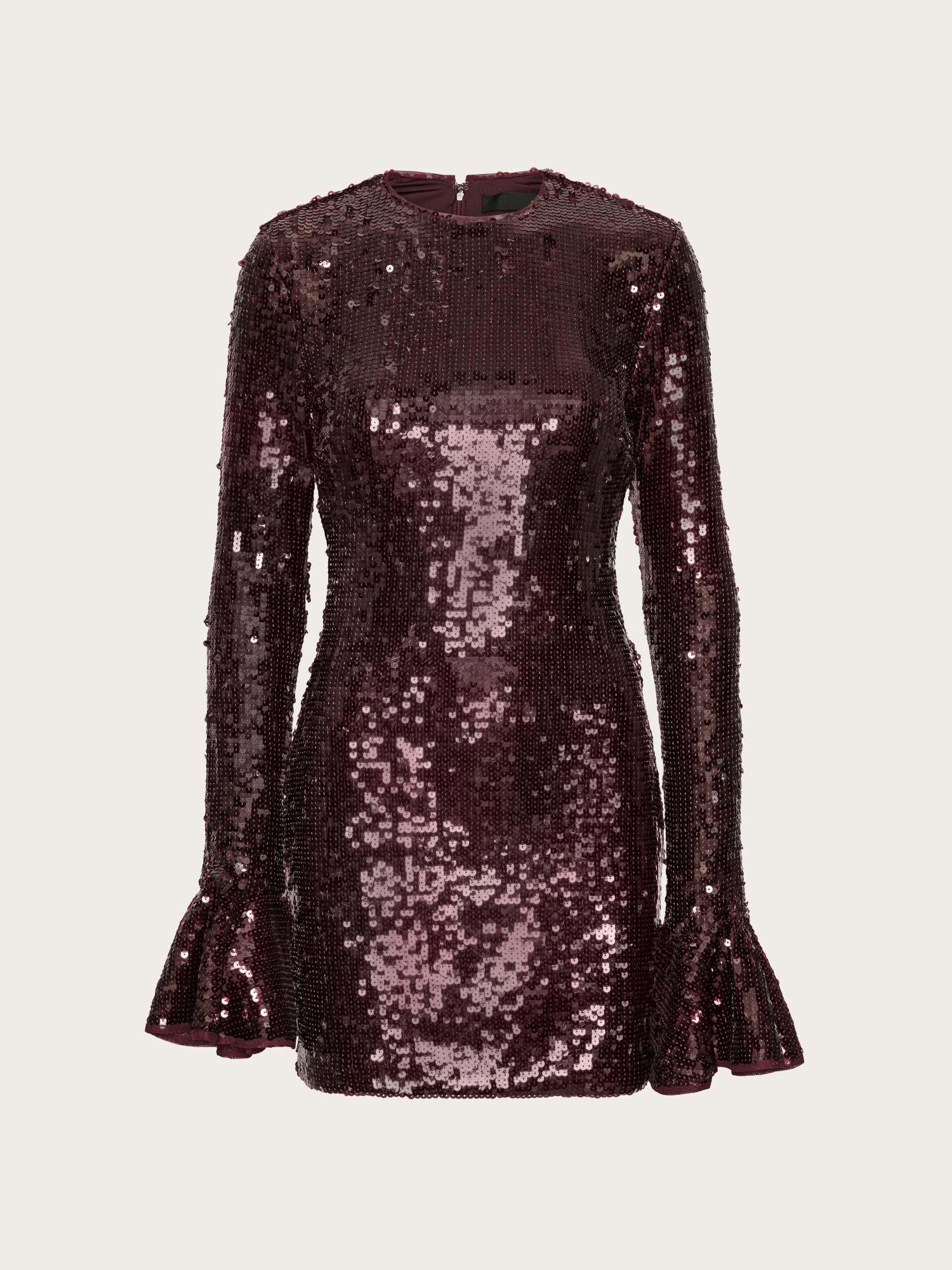 Sequins ls Mini Dress - Zinfandel