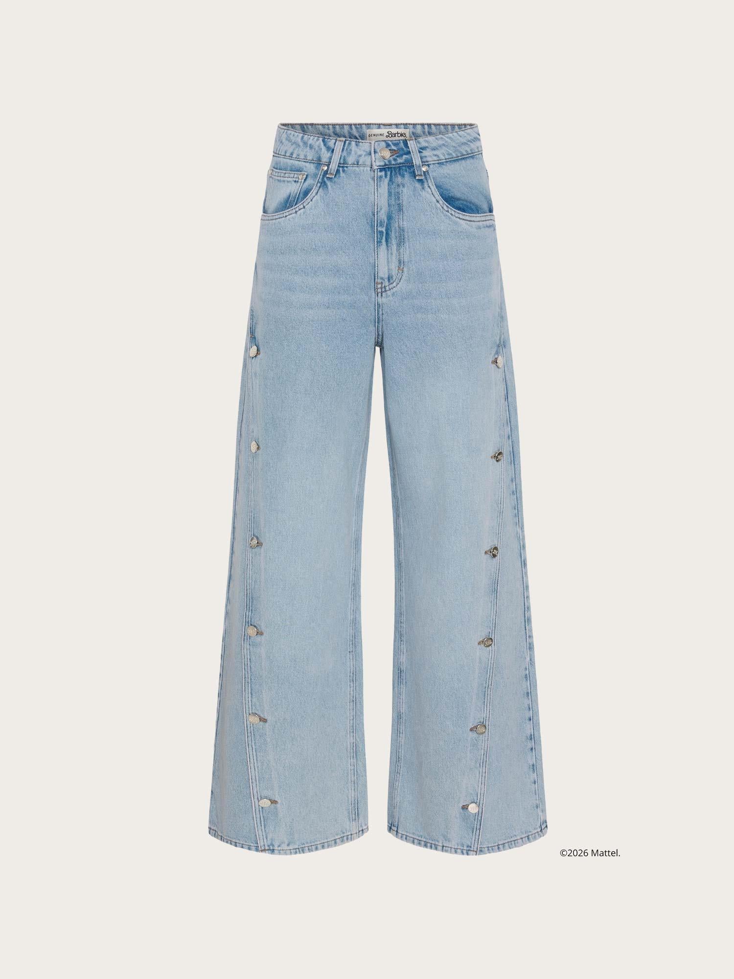 Barbie X Gestuz Stacie HW Wide Jeans - Vintage Blue Denim