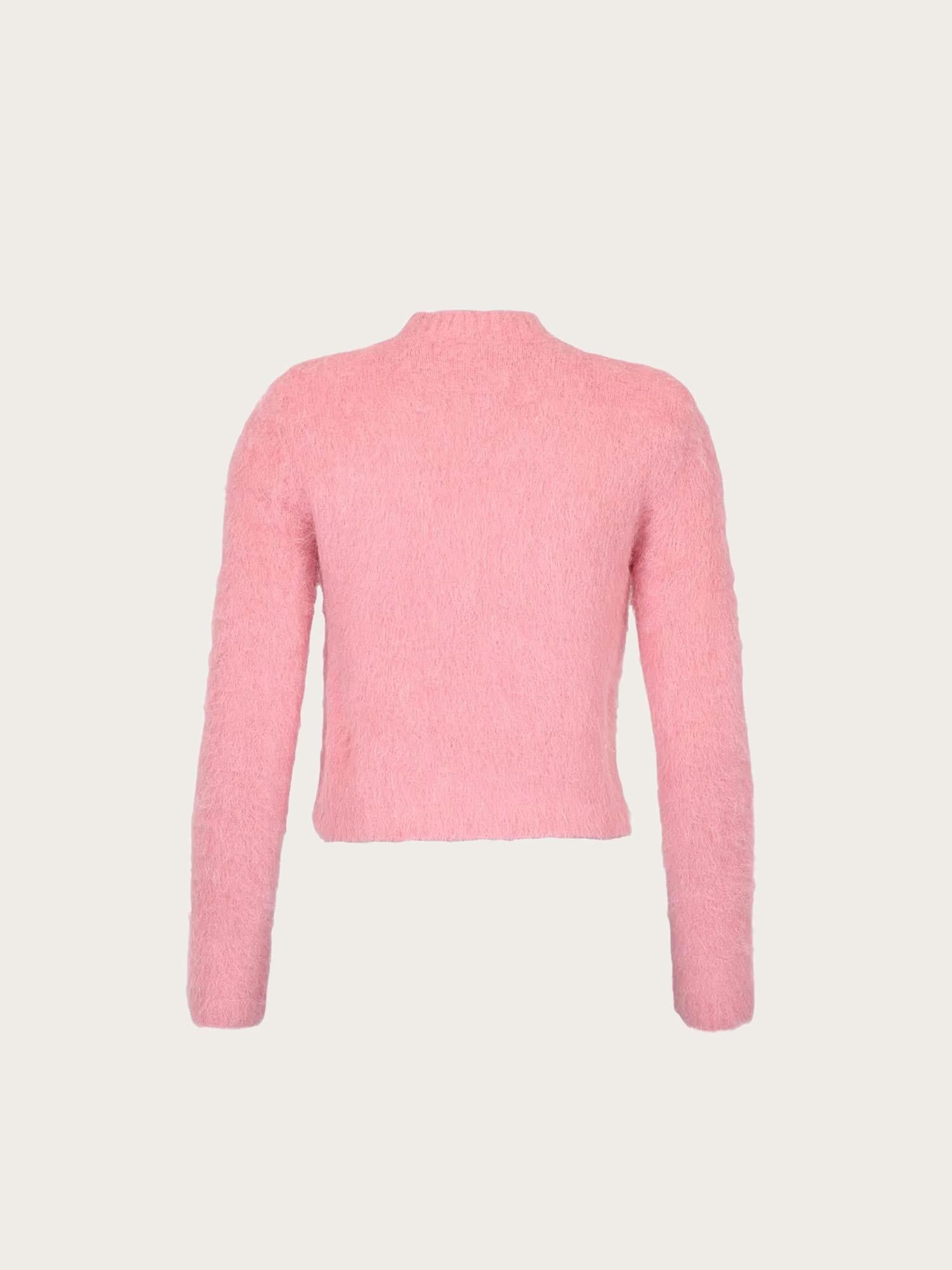Hairy Knit Sweater - Pink