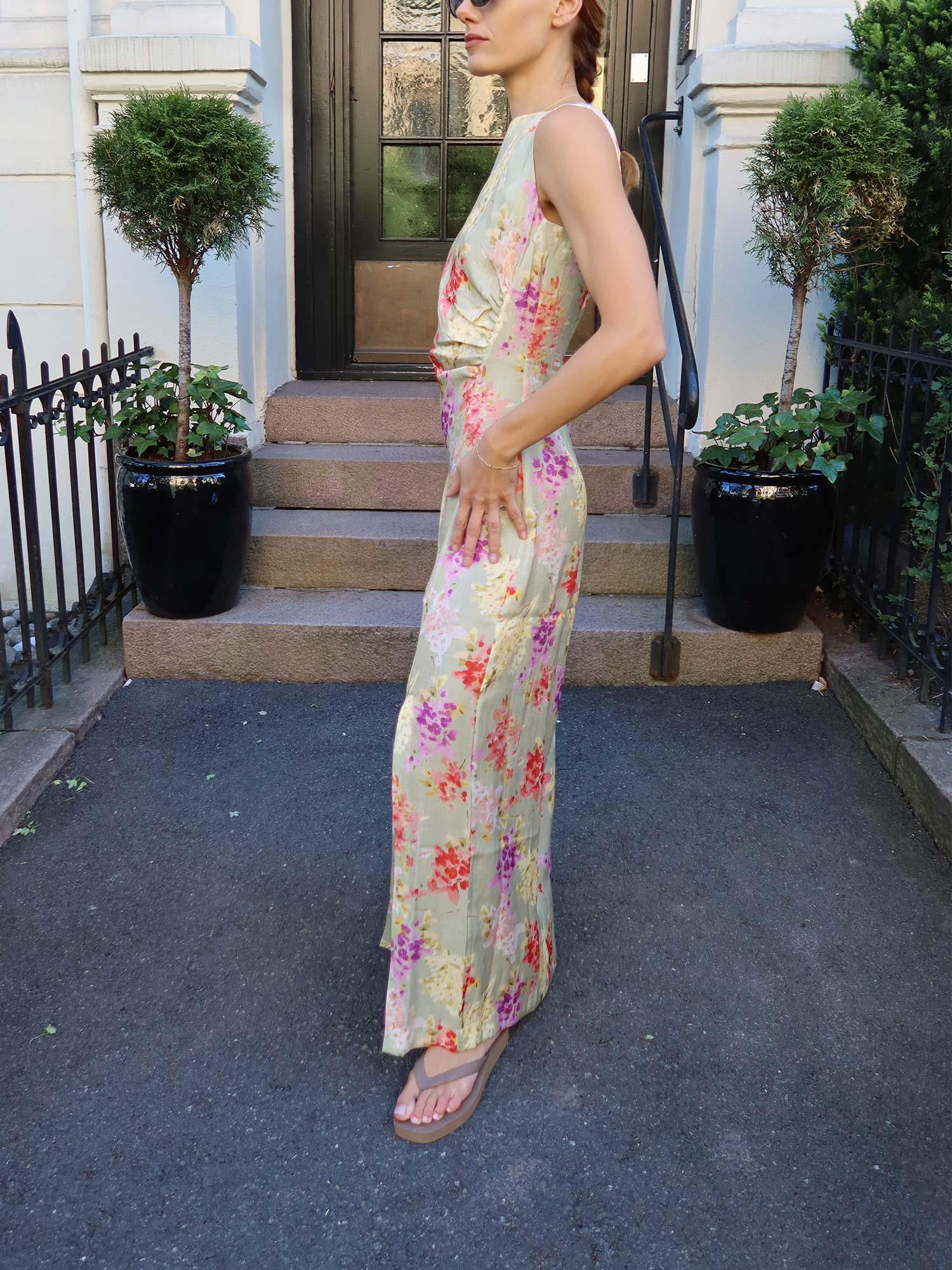 Shiny Sleeveless Dress - Vintage bouquet