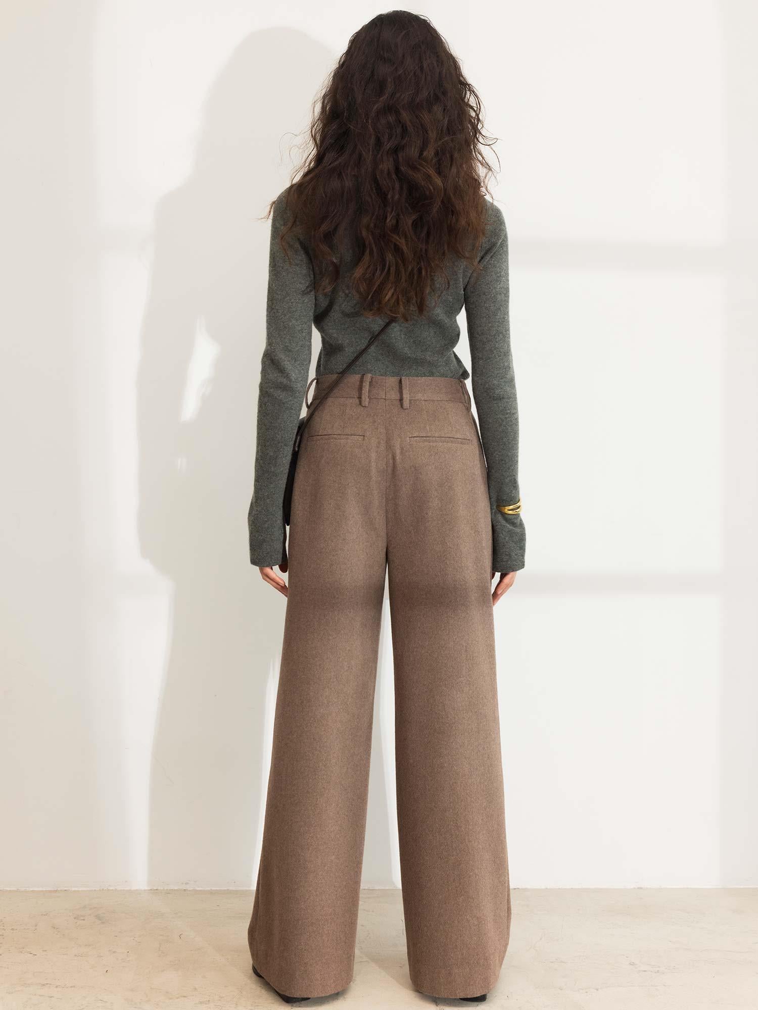 Ava Wool Trousers - Dark Taupe Melange