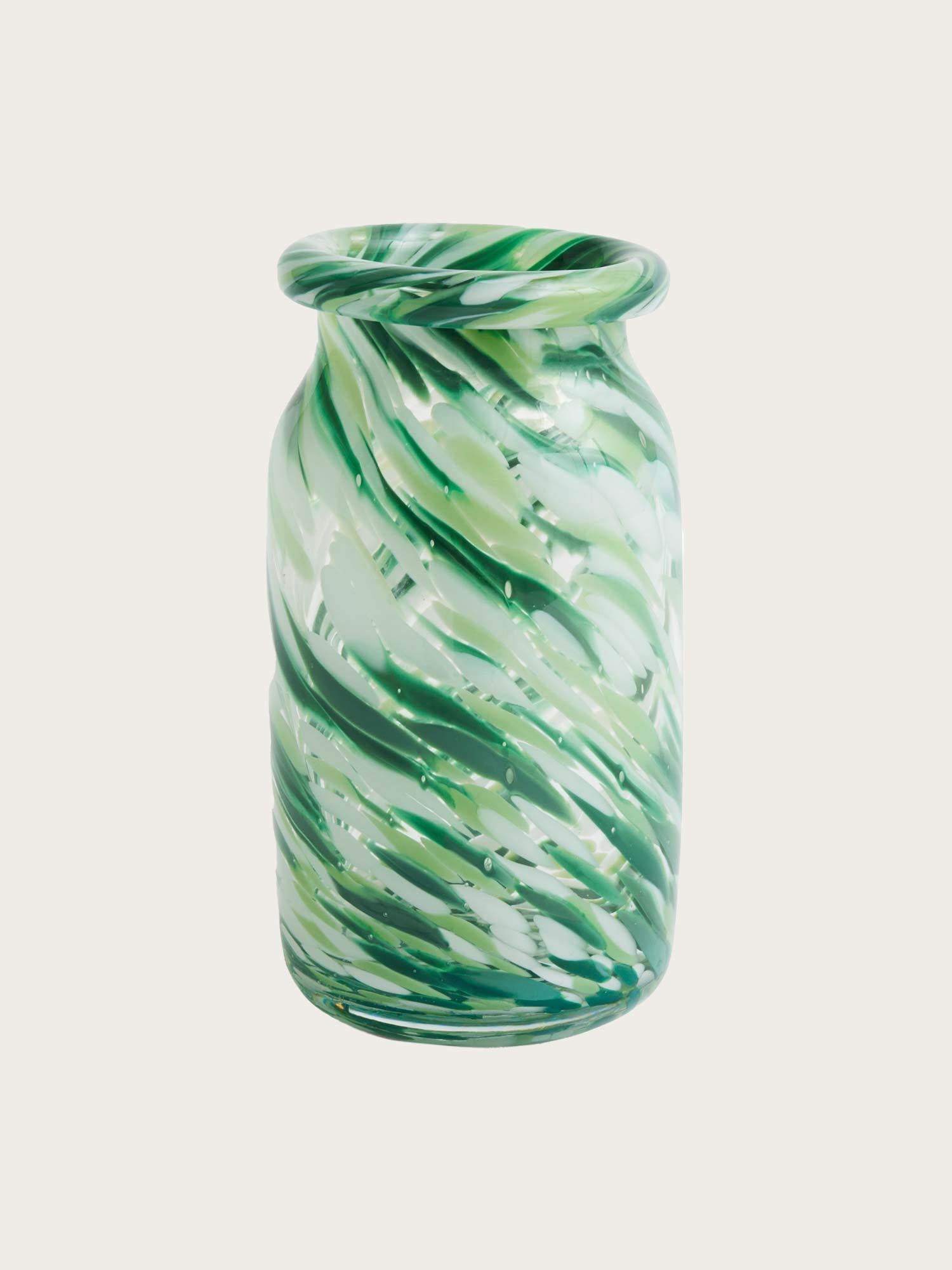 Splash Vase Roll  Neck Small - Green Swirl