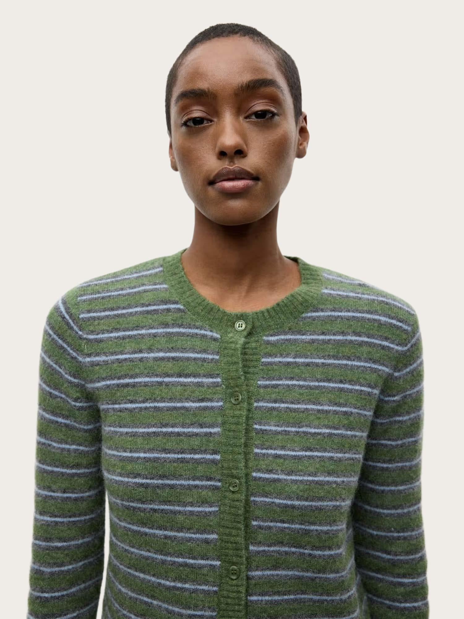 Enada ls Cardigan st - Chive Stripe