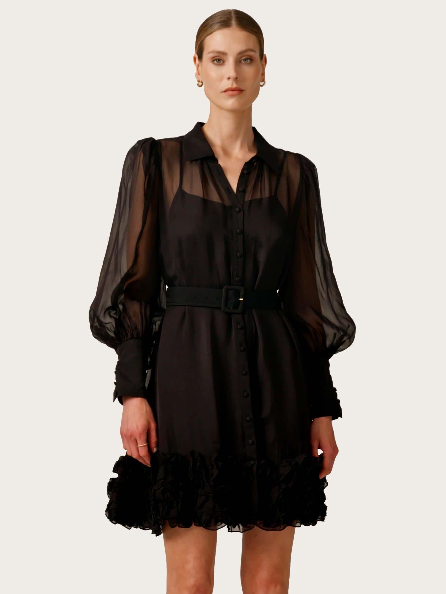 Organza Mini Dress - Black