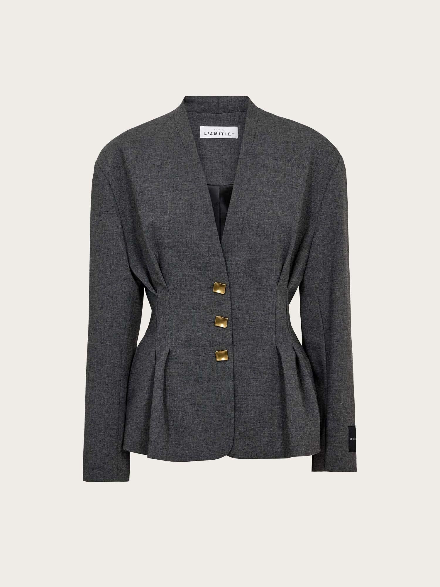 Enna Waist Pleat Blazer - Antracit