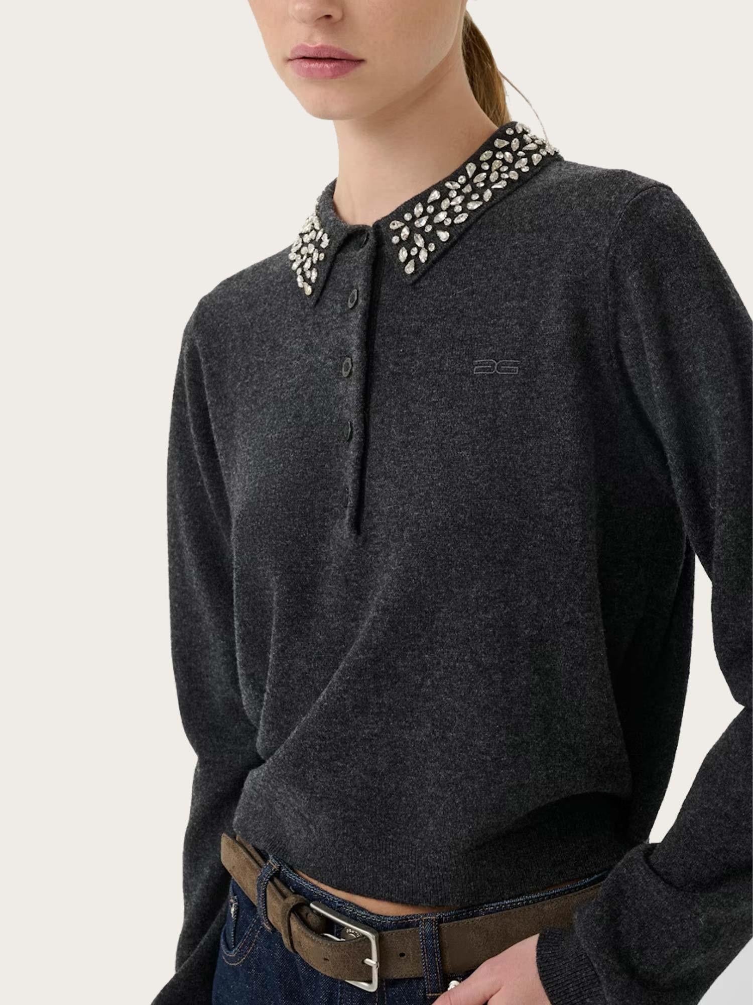 Manzi Deco Polo Pullover - Deep Graphite Mel