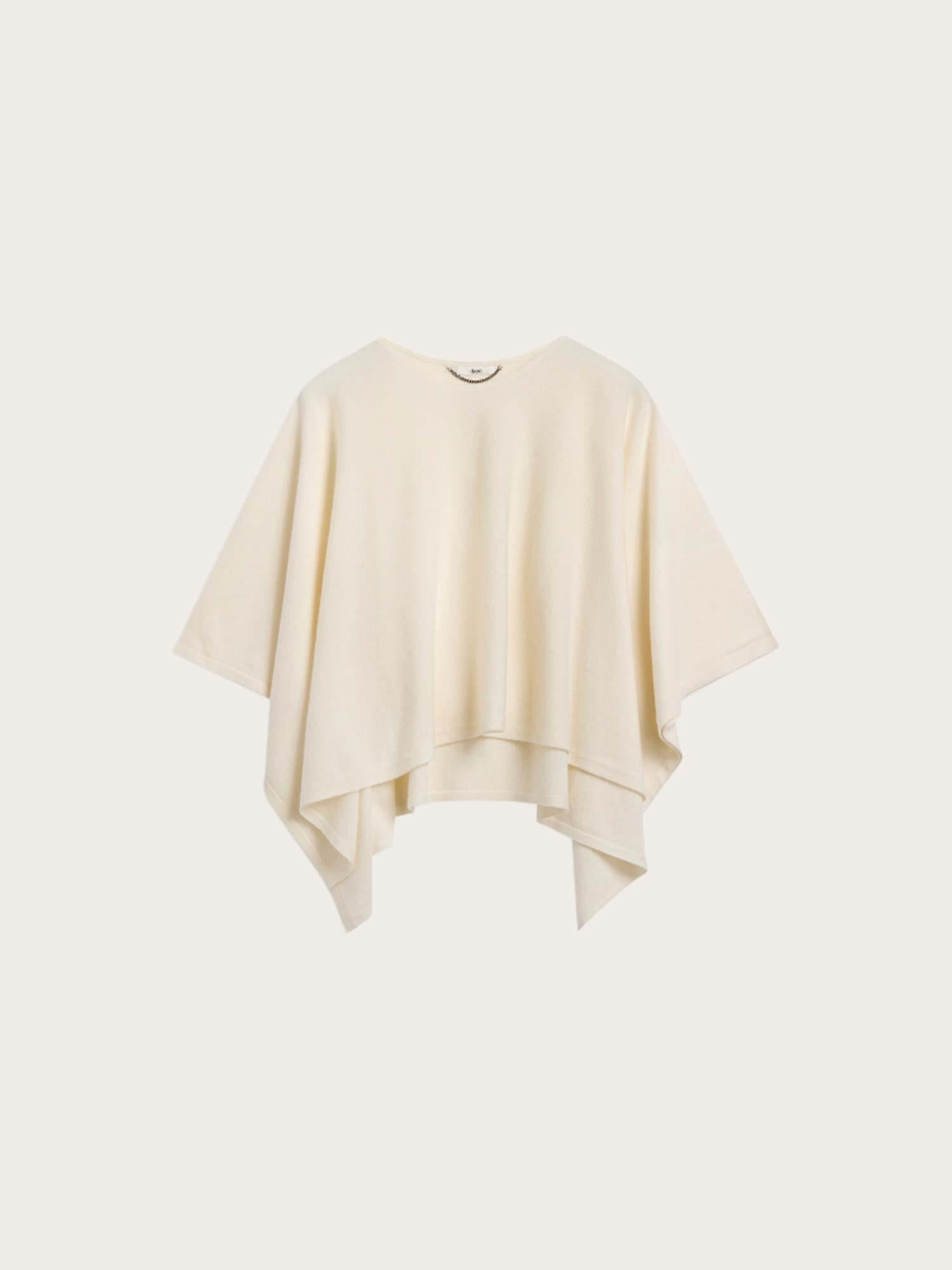 Enzo Merino Poncho - Ivory White
