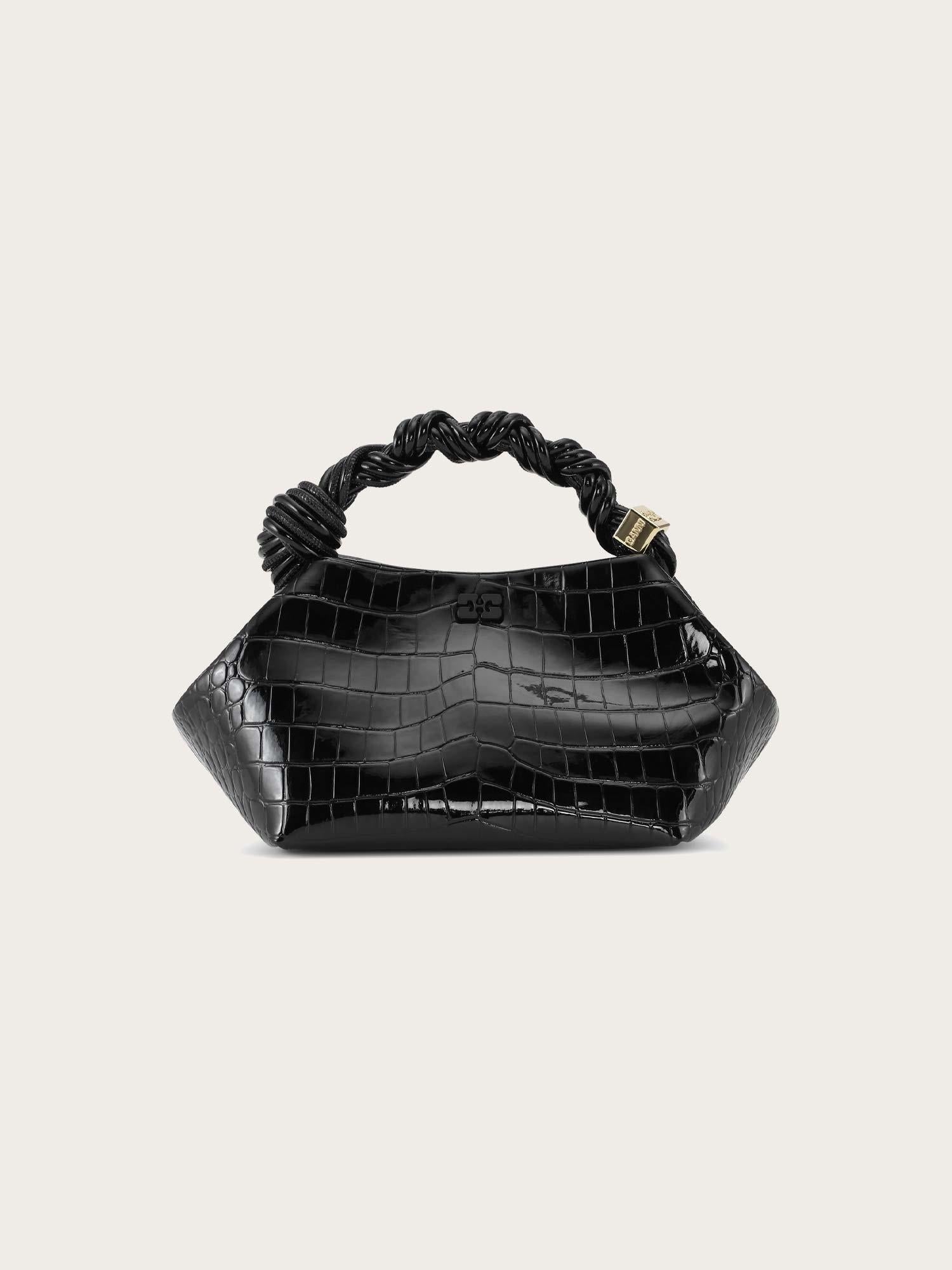 A6083 Ganni Bou Bag Small Patent Croco - Black