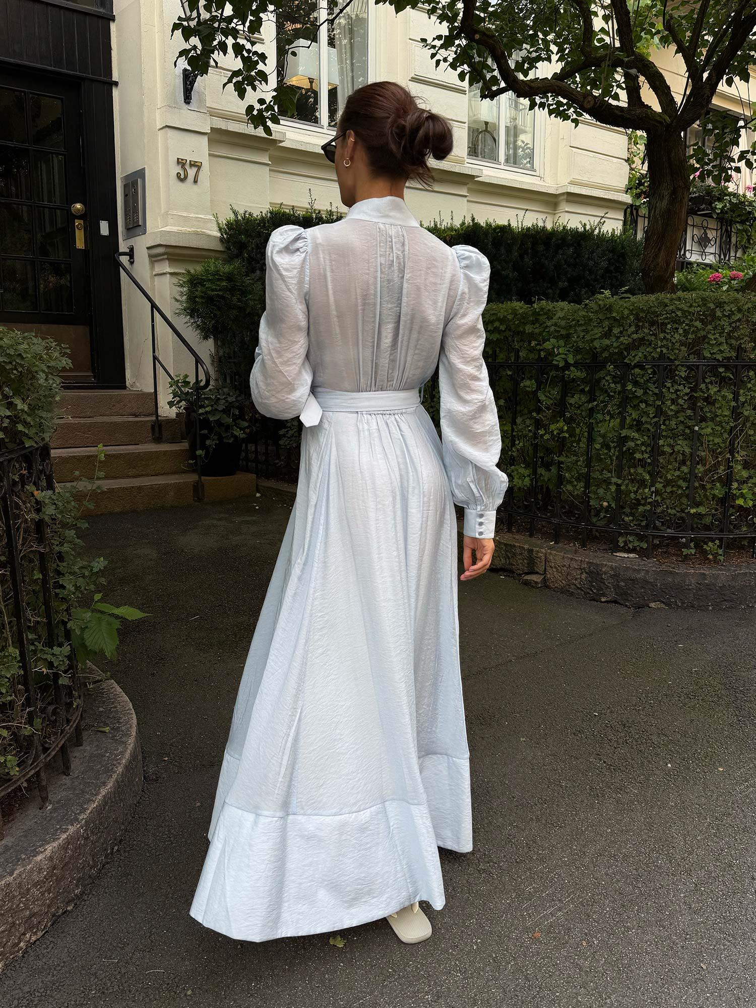 Viscose Belt Dress - Light Blue