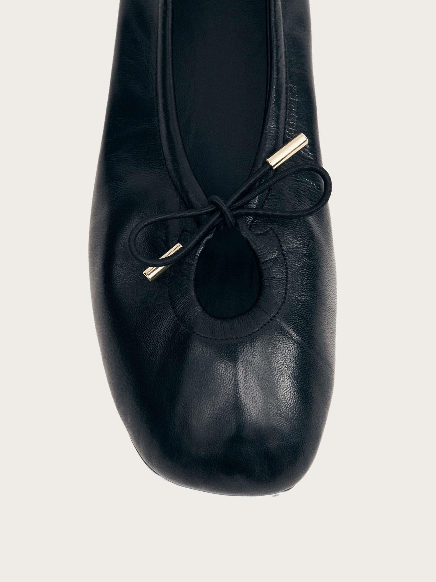 Rosalind Black Leather Ballet Flats