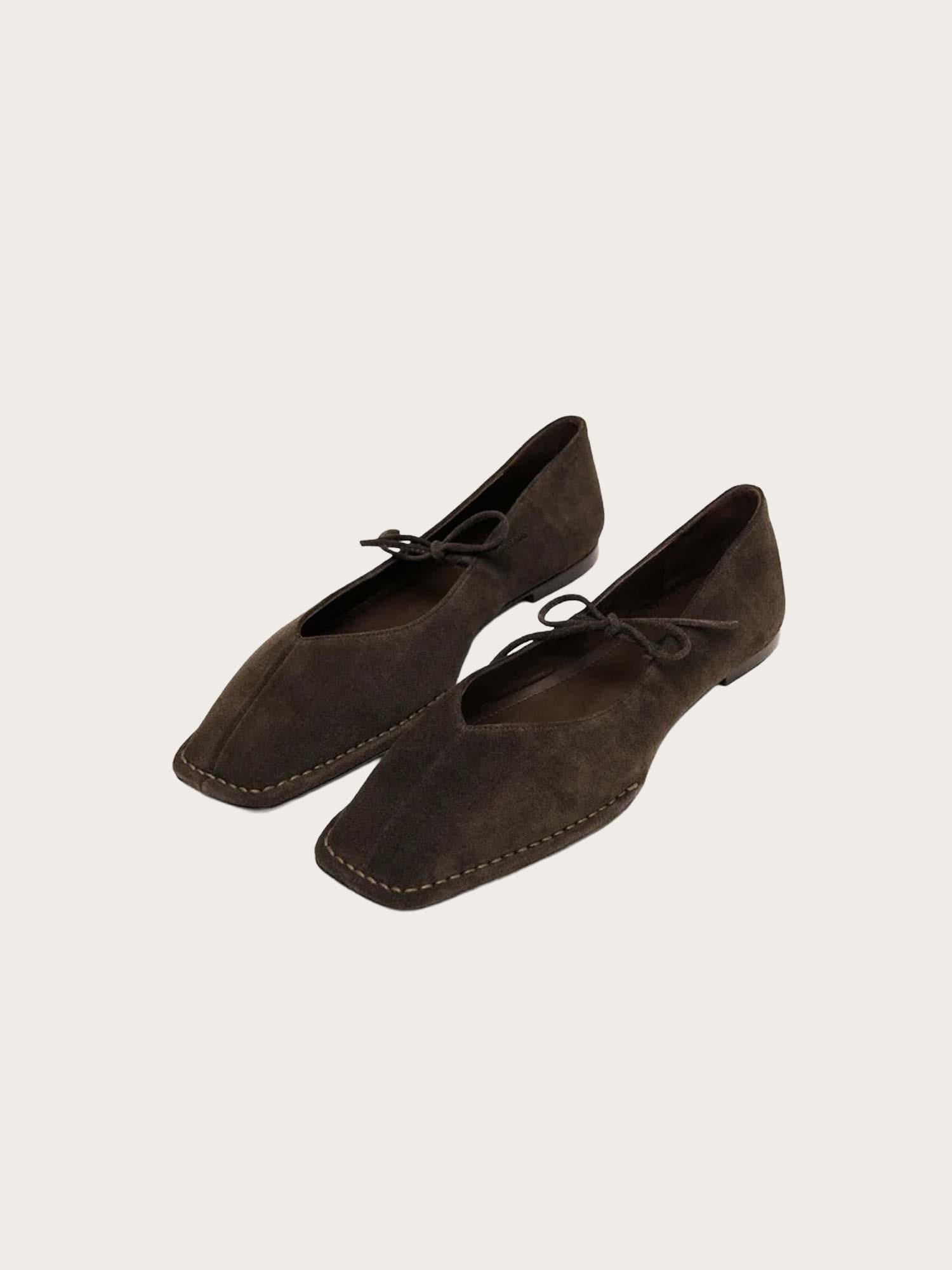 Sway Suede Coffee Brown Leather Ballet Flats