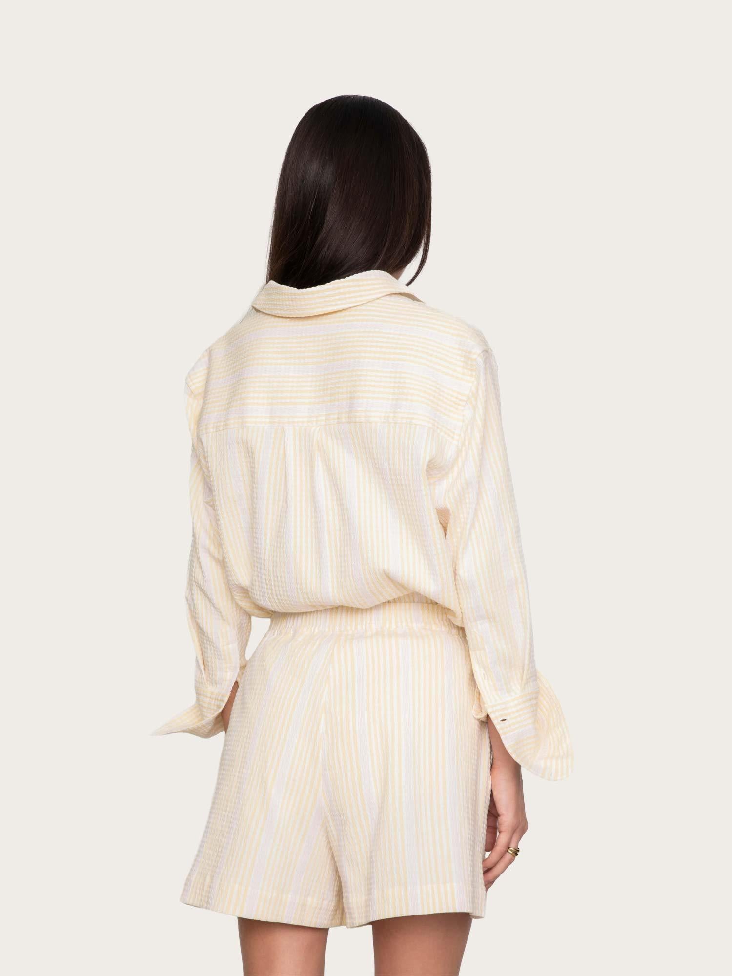 Bibi Crepe Shirt - Light Yellow Stripe