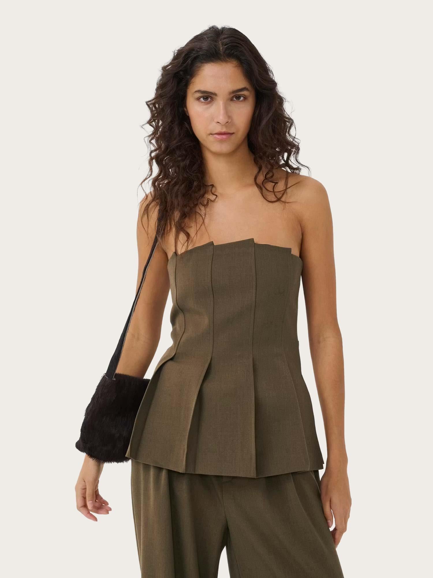 Stacy Pleat Corsage - Slate Black Melange