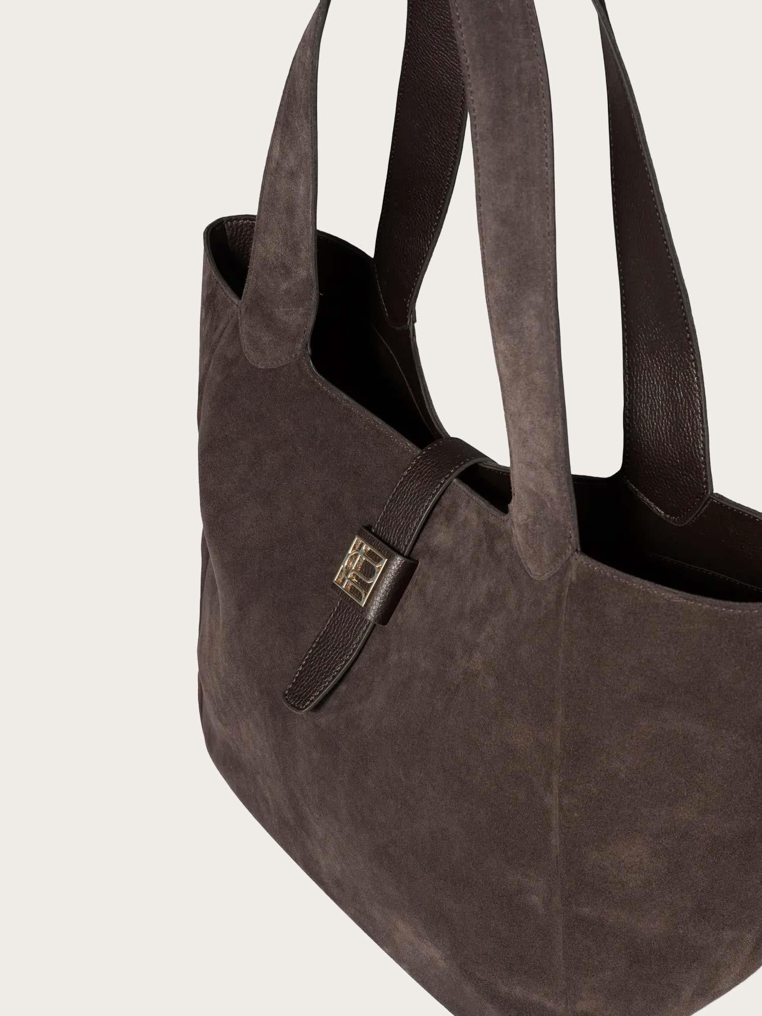 Lucille Tote Bag Large - Dark Brown Suede