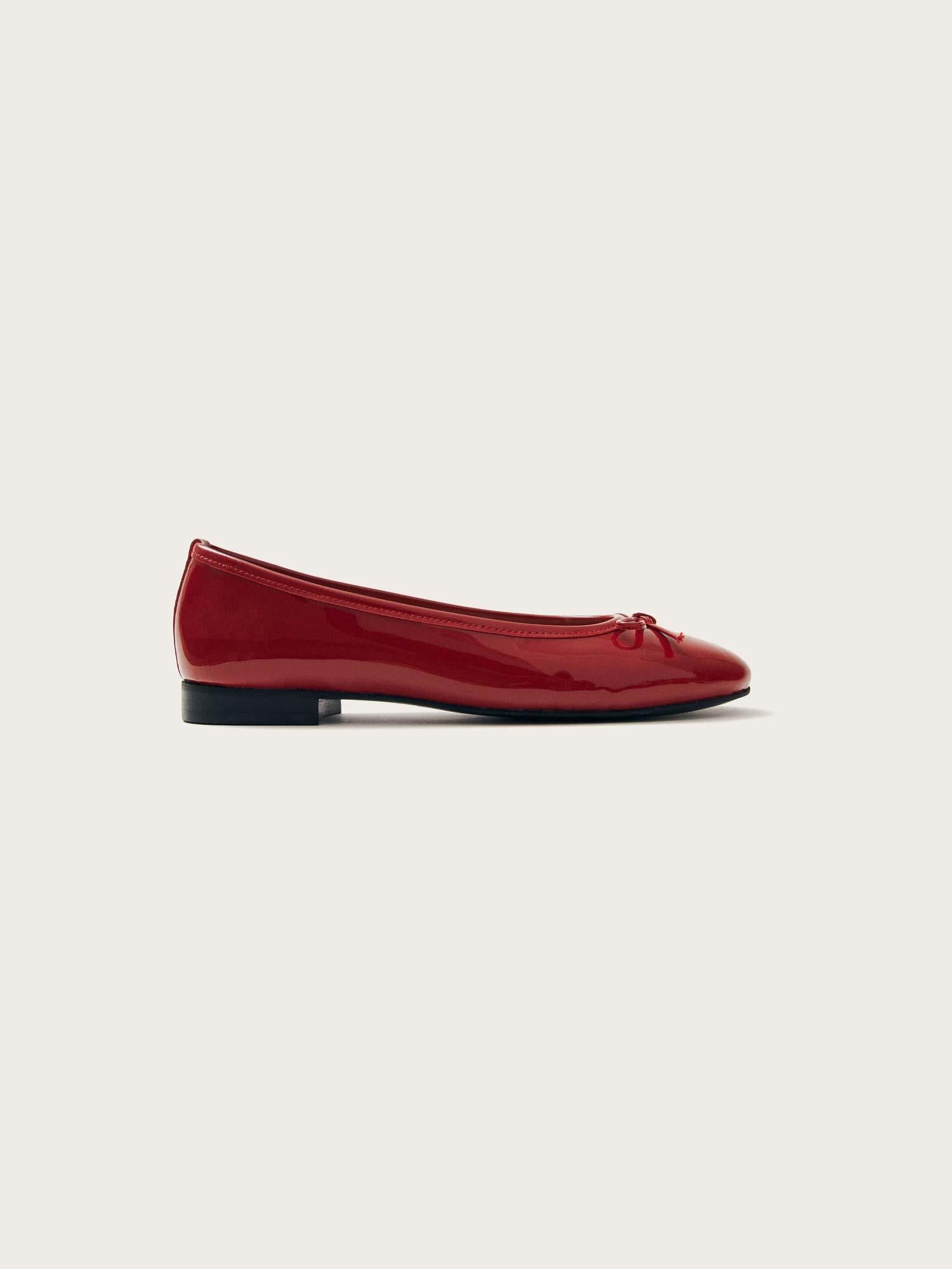 Oriana Onix Red Leather Ballet Flats