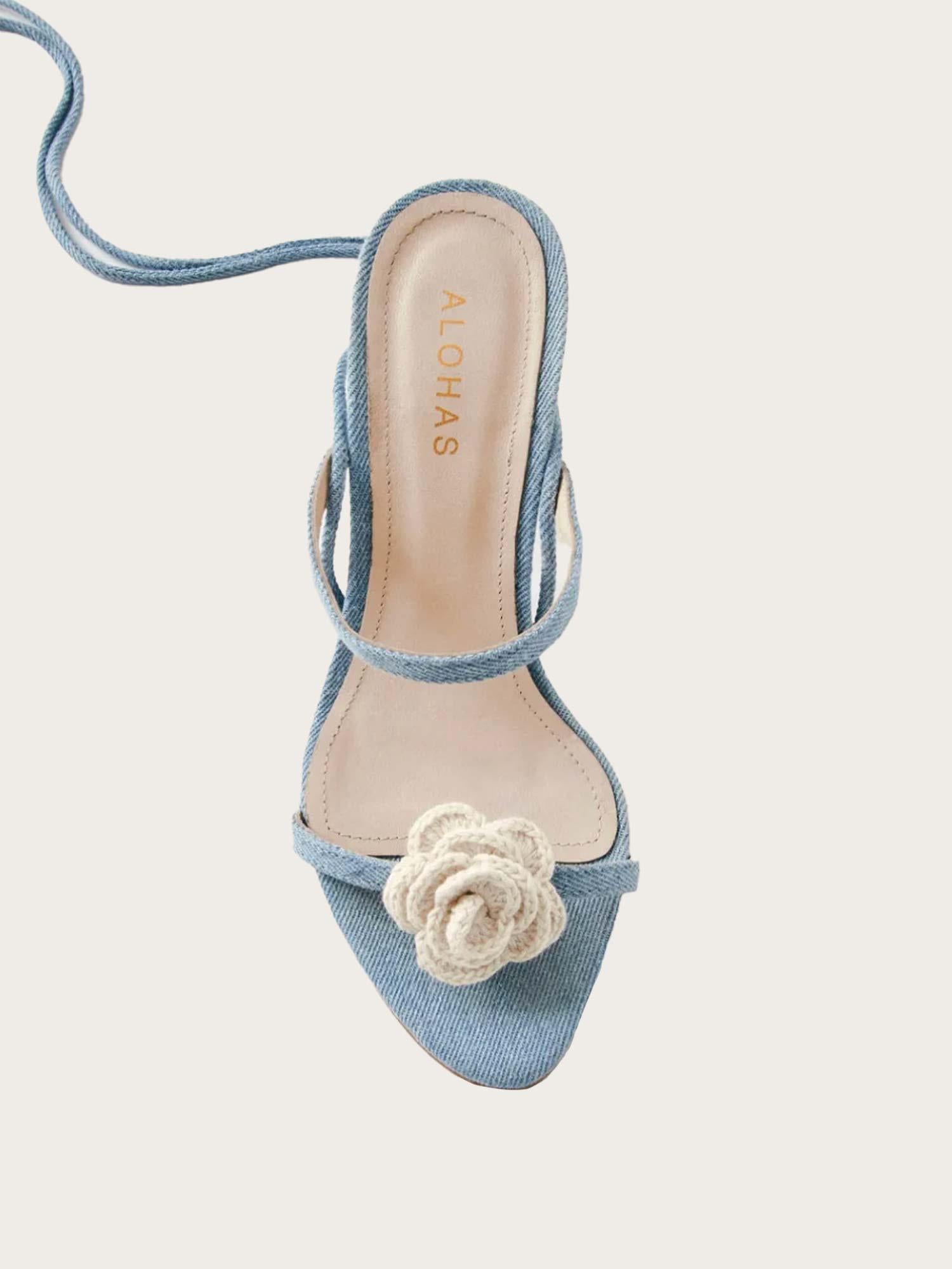 Kendra Bloom Denim Sandals - Denim Blue