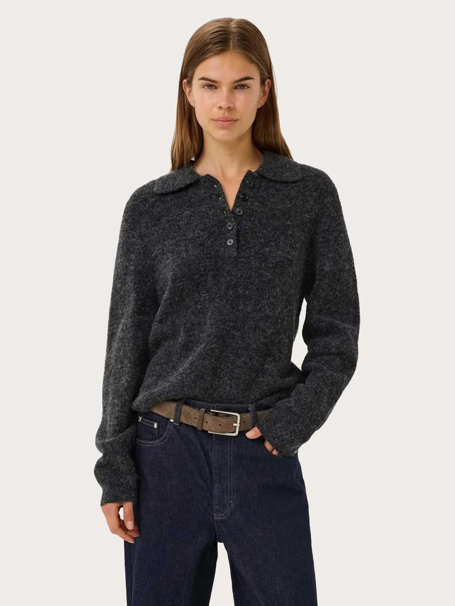 Alpha Polo Pullover - Charcoal Melange