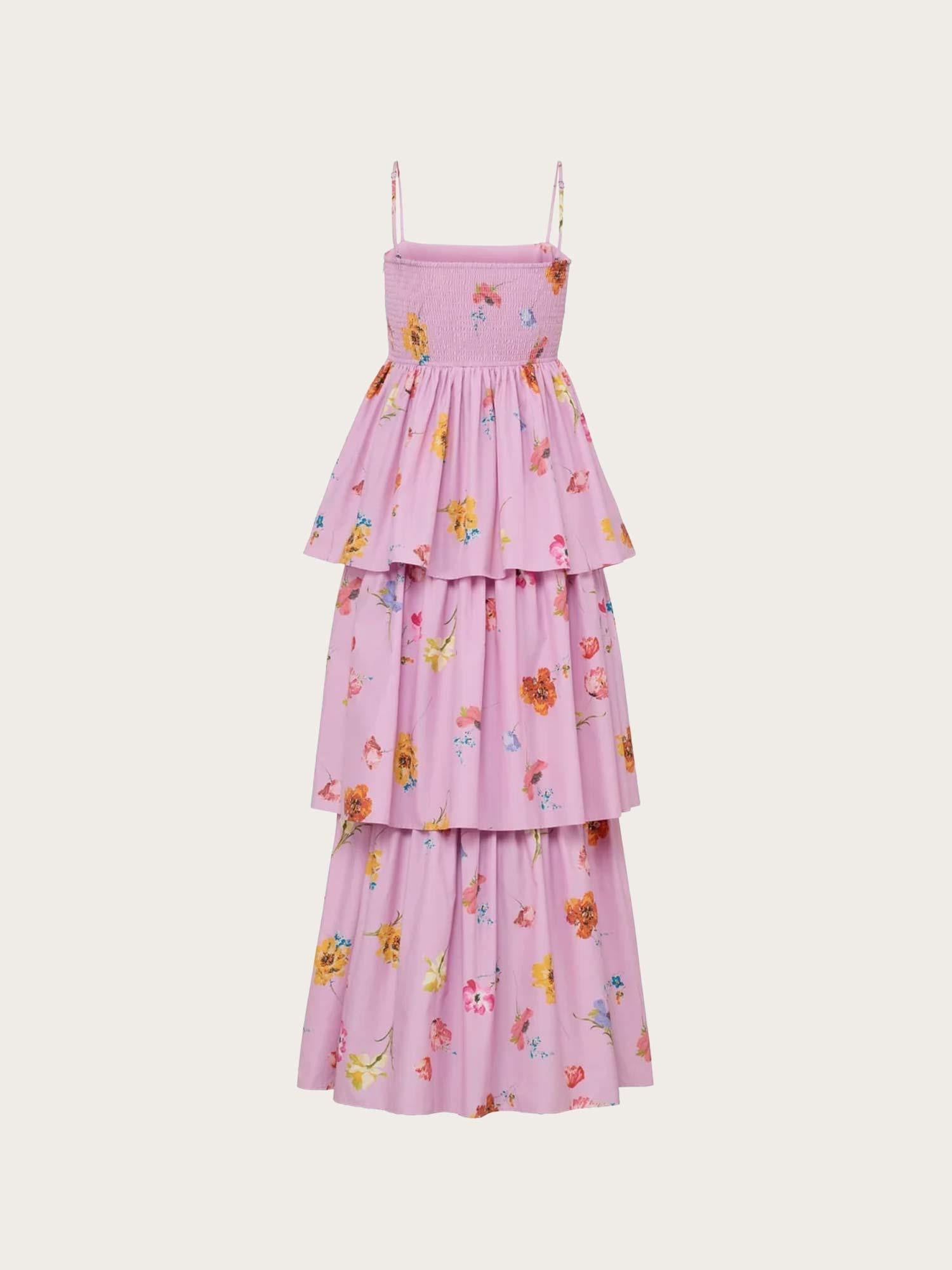 Cotton Taﬀeta Bandeau Dress - Pink Bloom