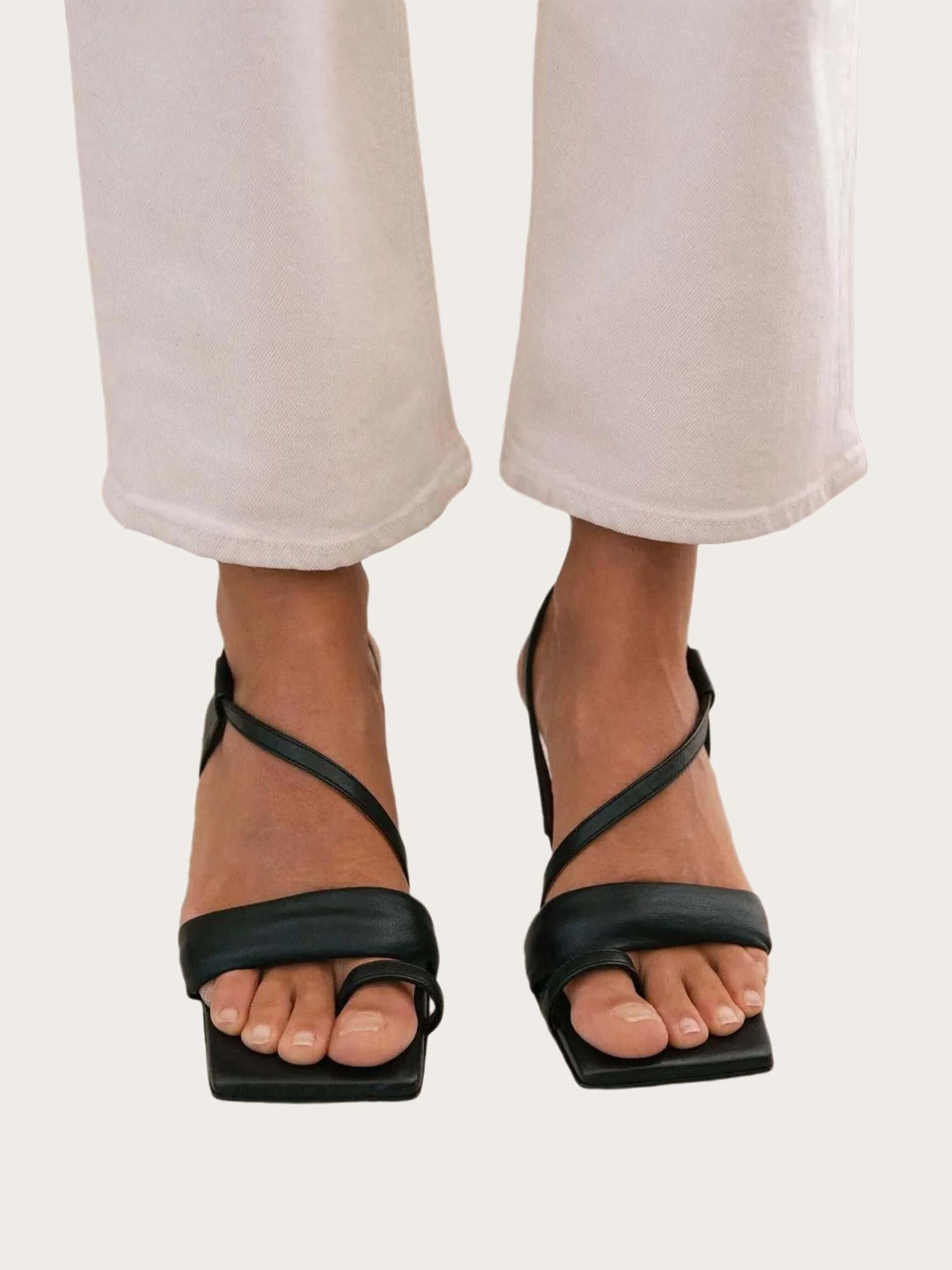 Asymmetric Straps Sandal - Black