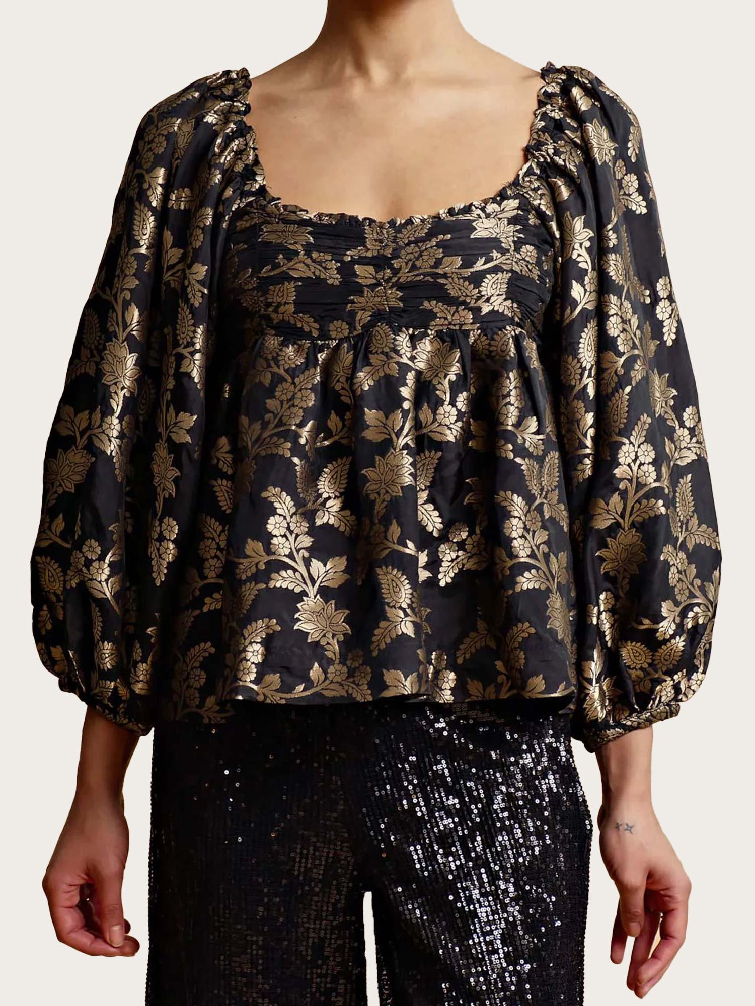 Brocade Top - Black