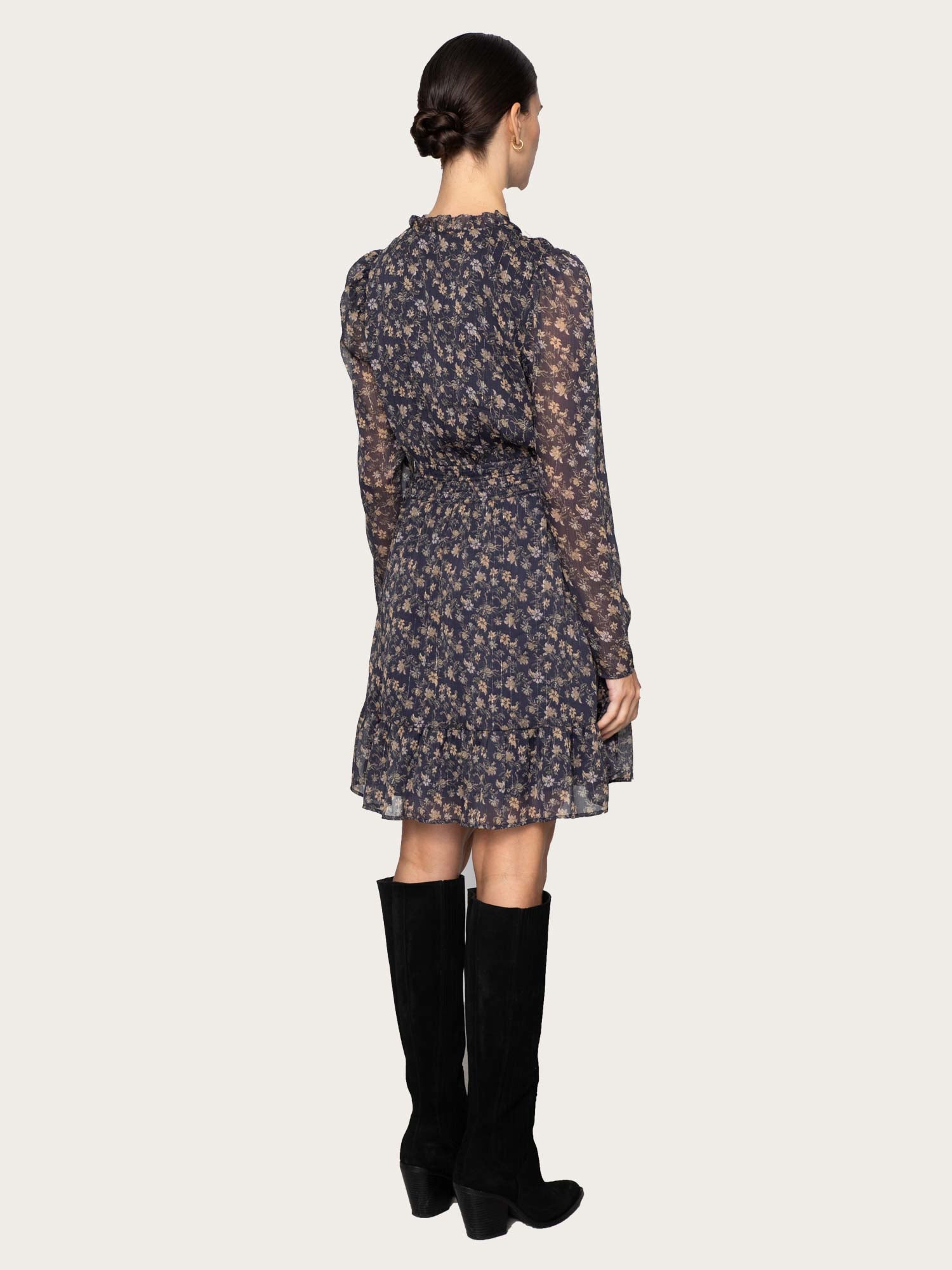 Eira Dress - Navy Dahlia Print