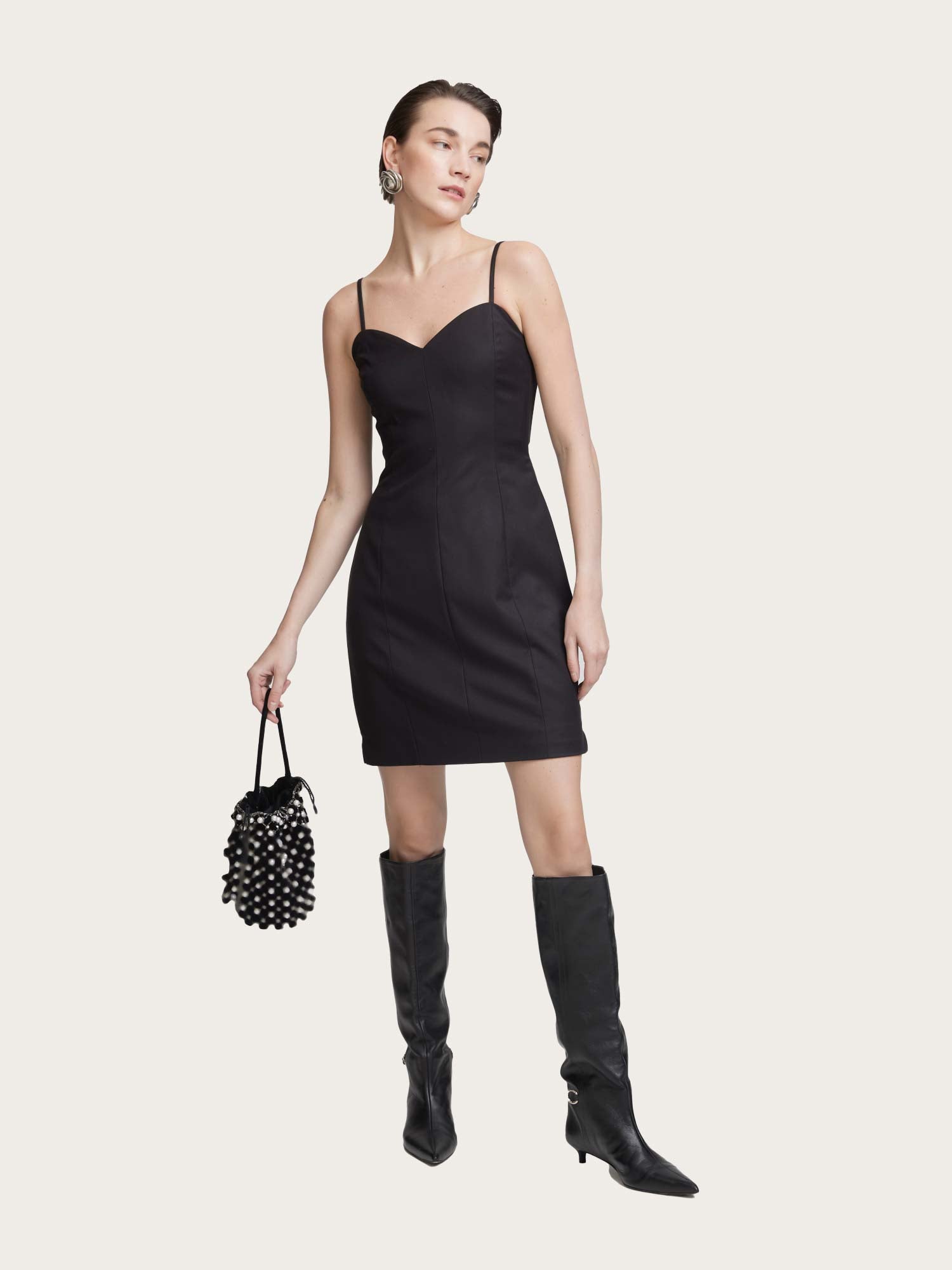 Collins Slim Corsage Dress - Black