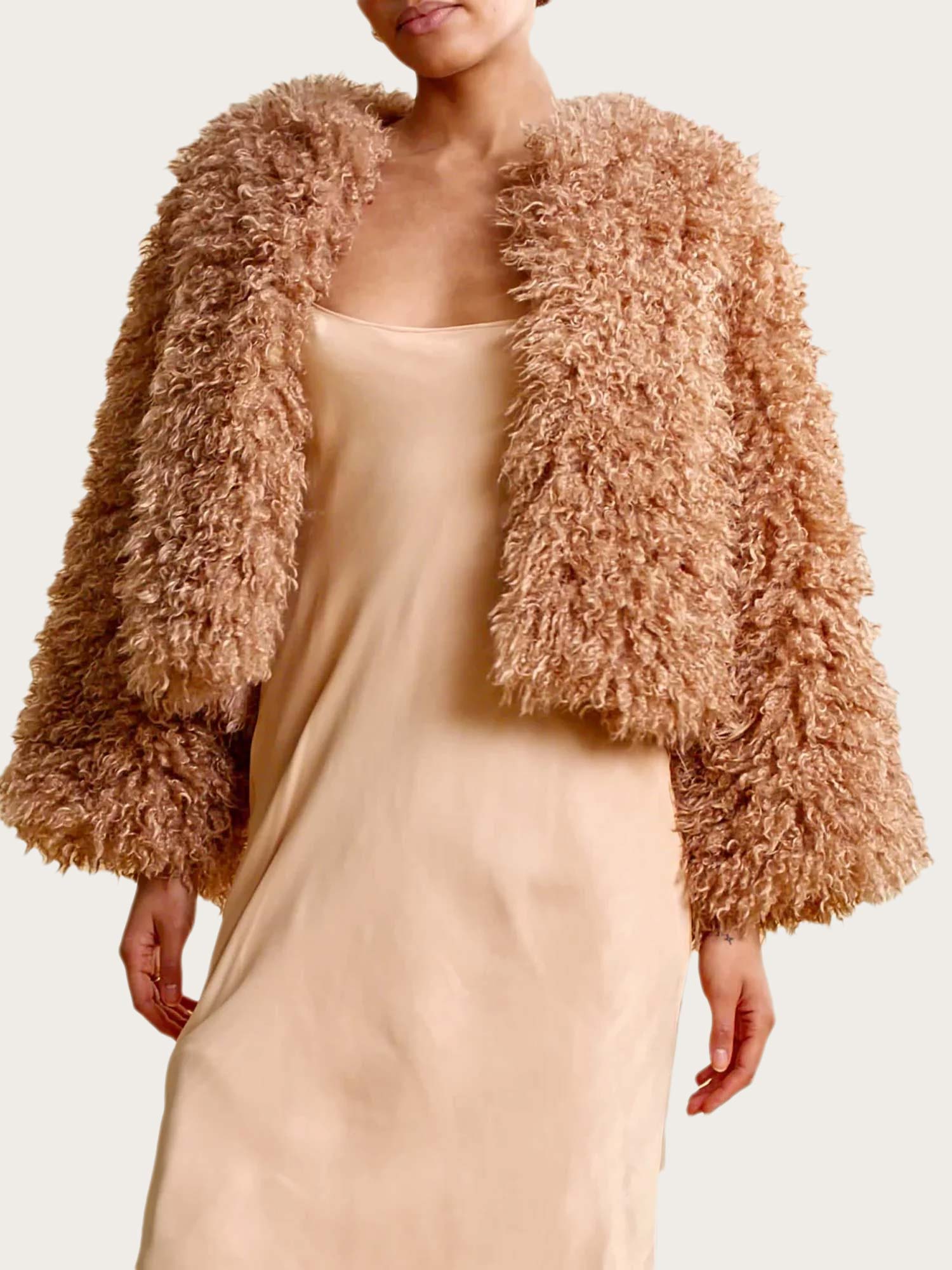 Faux Fur Jacket - Camel