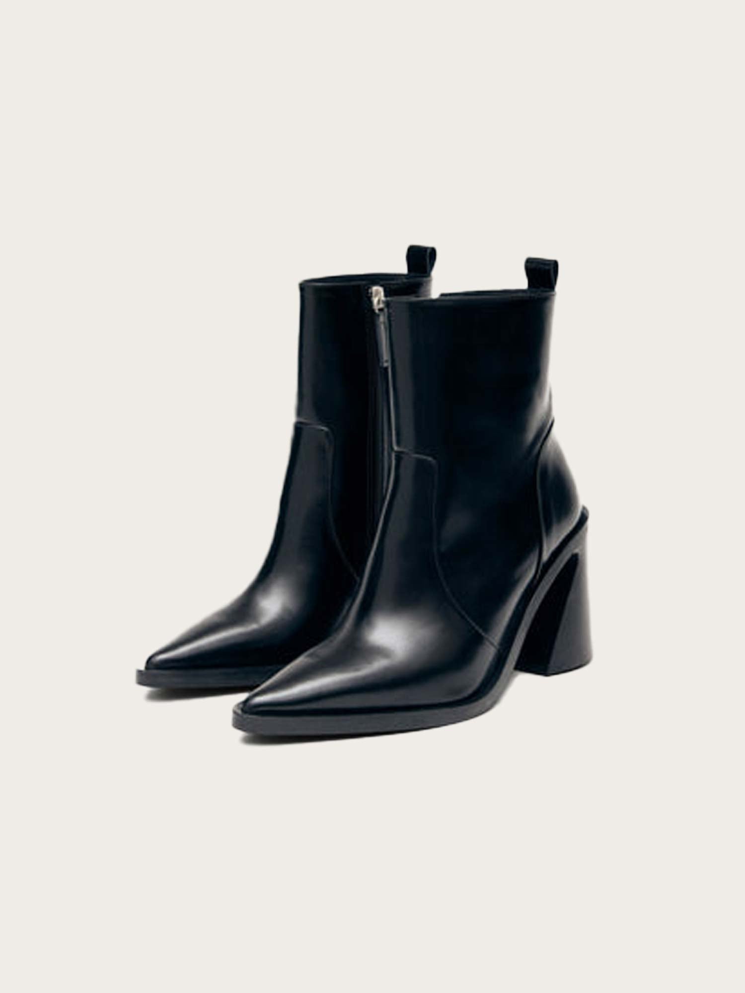 Haylo Black Leather Ankle Boots