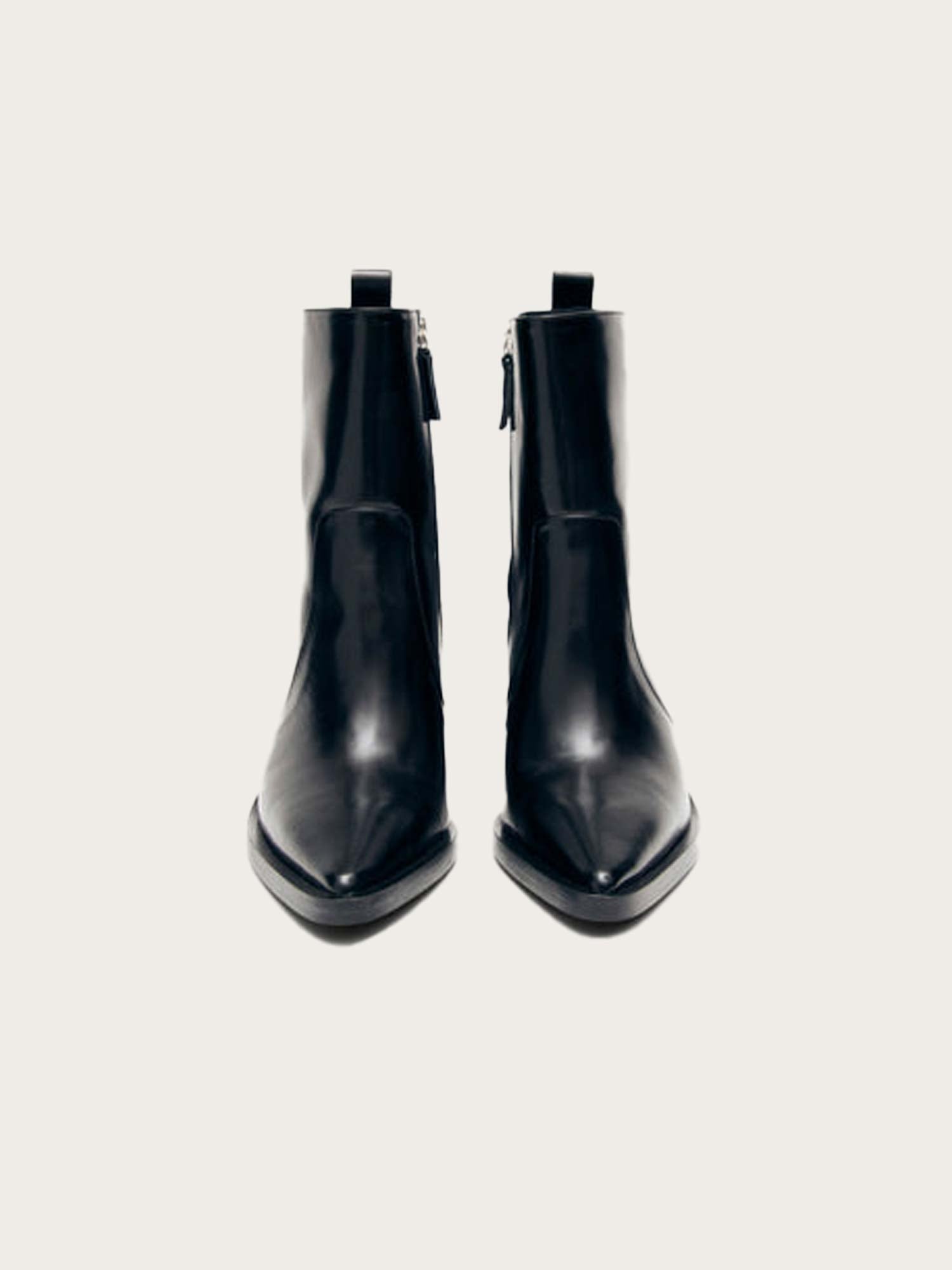 Haylo Black Leather Ankle Boots