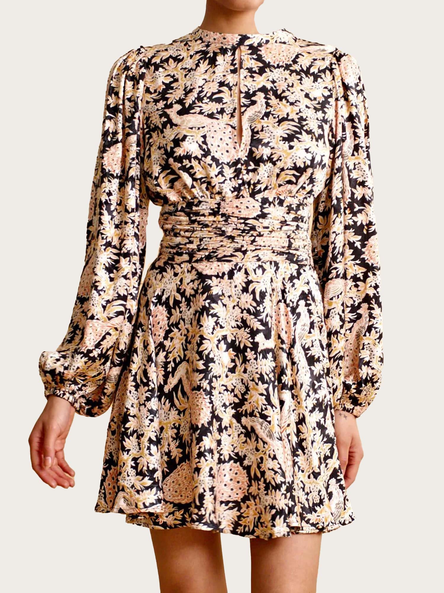 Jacquard Mini Dress - Leaves